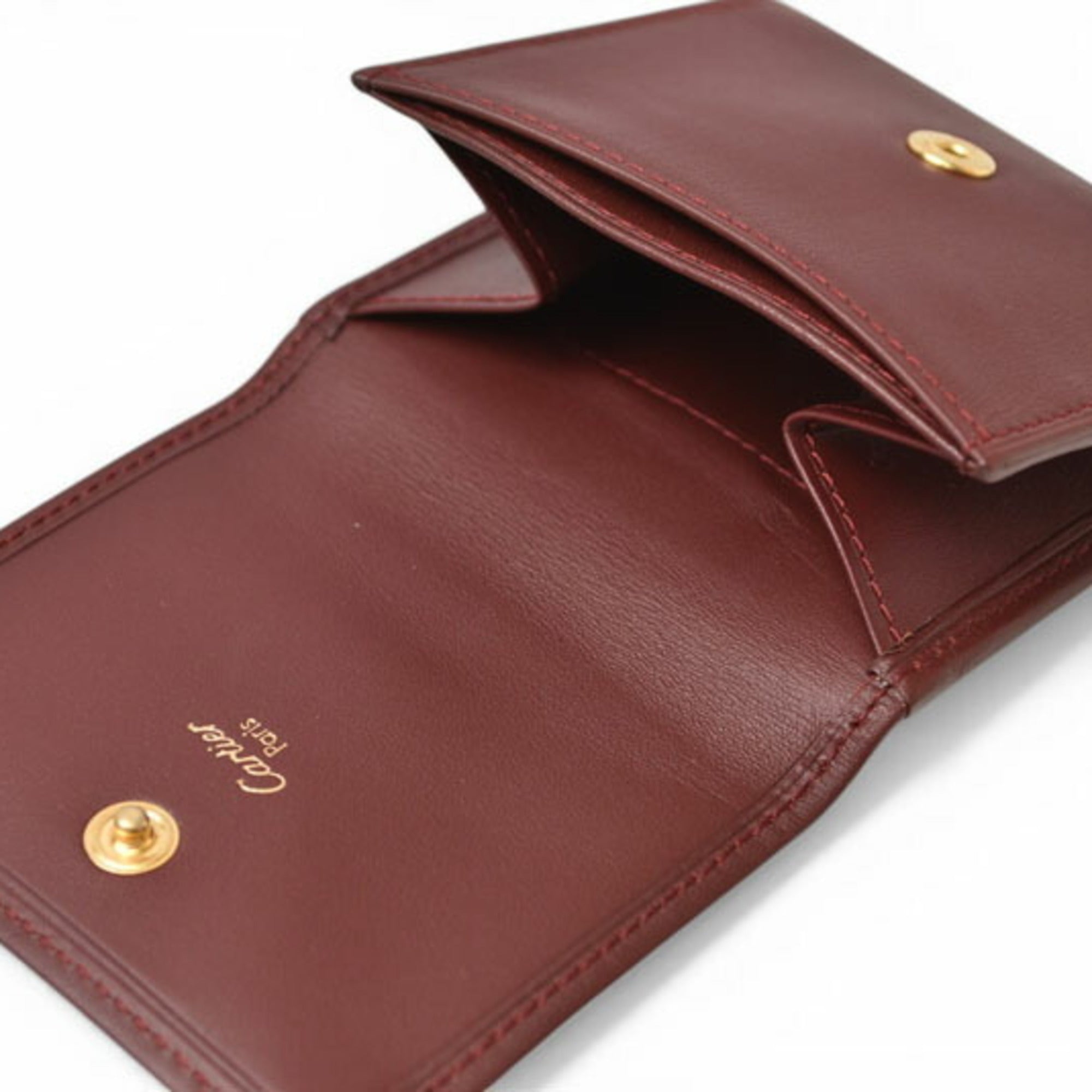 Cartier Bordeaux Leather Coin Purse/Coin Case (Pre-Owned)
