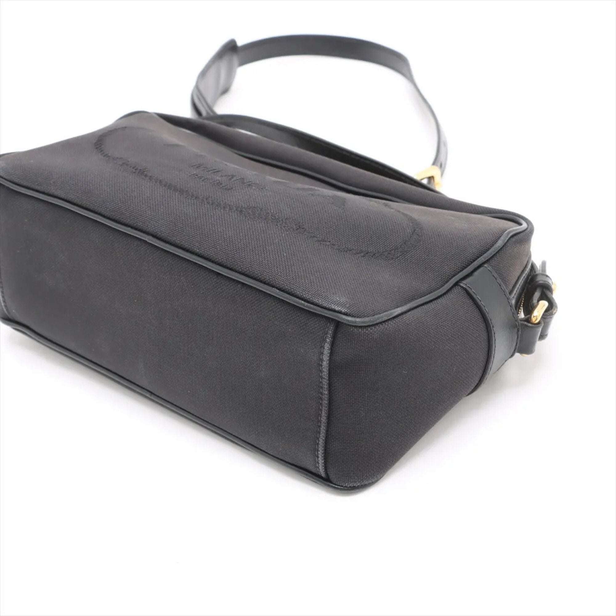 Prada Black Leather Canvas Shoulder Bag (Pre-Owned)