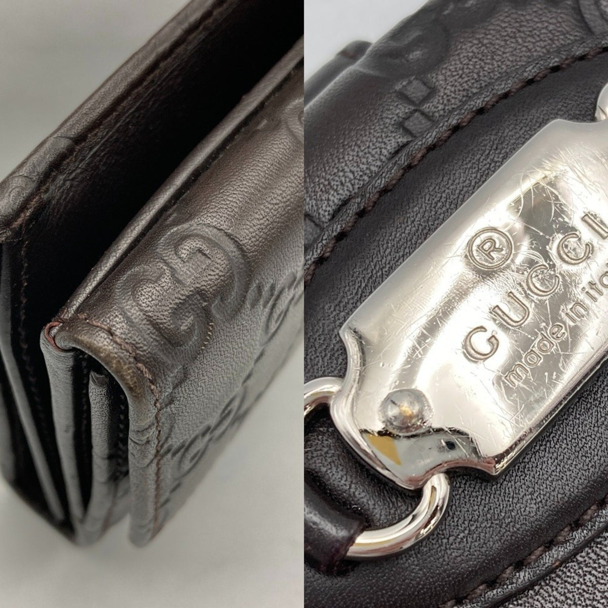 Gucci Dark Brown Leather Long Wallet (Bi-Fold) (Pre-Owned)