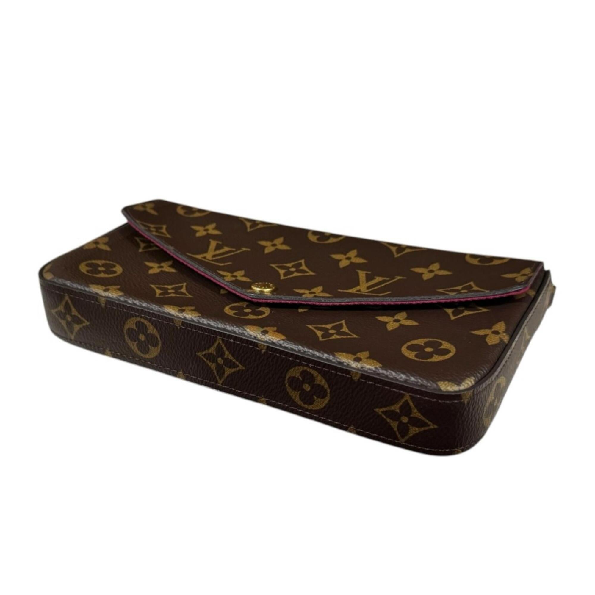 Louis Vuitton Monogram Brown Fuchsia Monogram Clutch Bag Shoulder Bag (Pre-Owned)