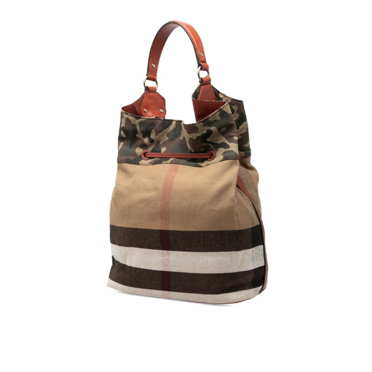 Burberry Beige Multi-Color Canvas Leather Handbag (Pre-Owned)