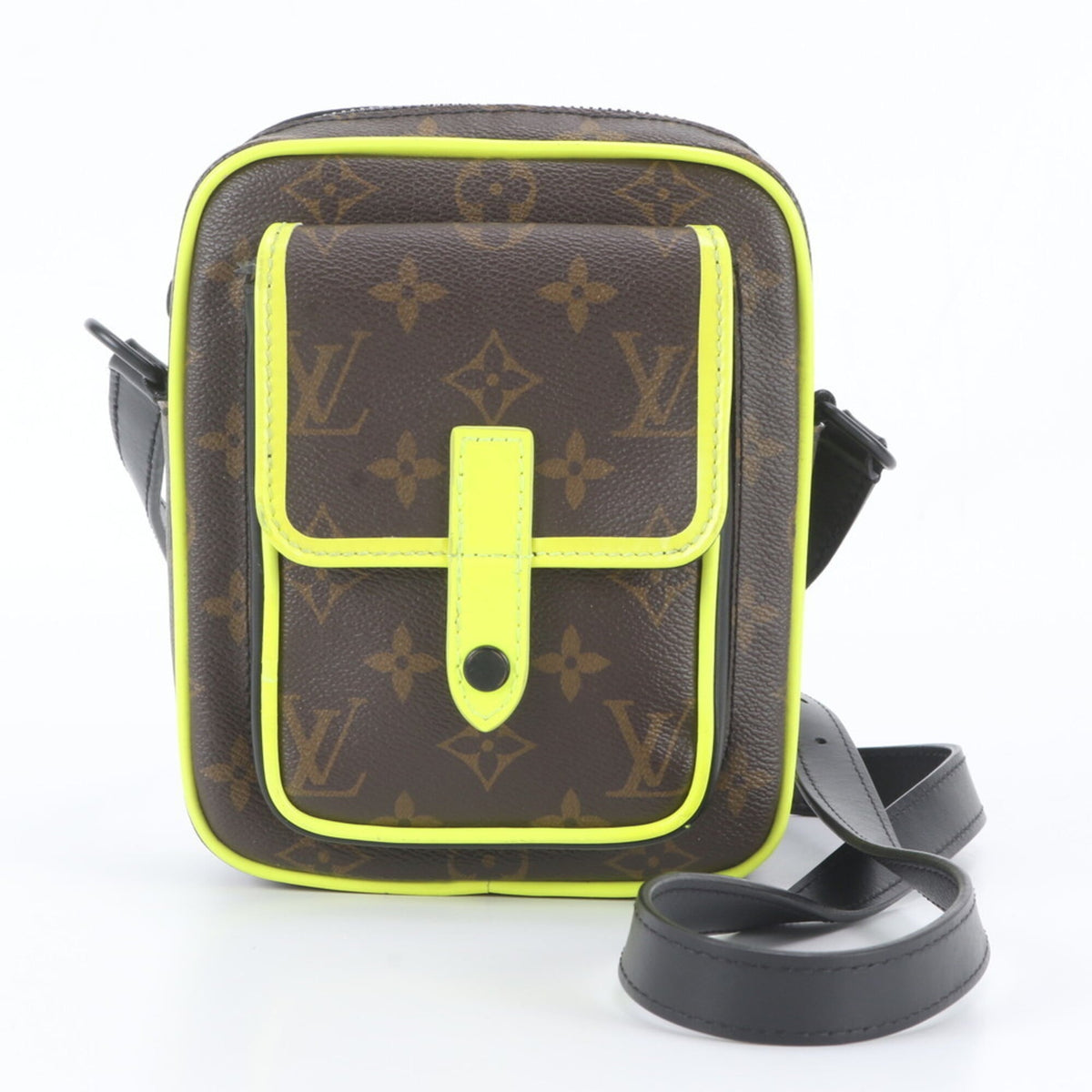 Louis Vuitton Brown Leather Coated Canvas Shoulder Bag (Pre-Owned)