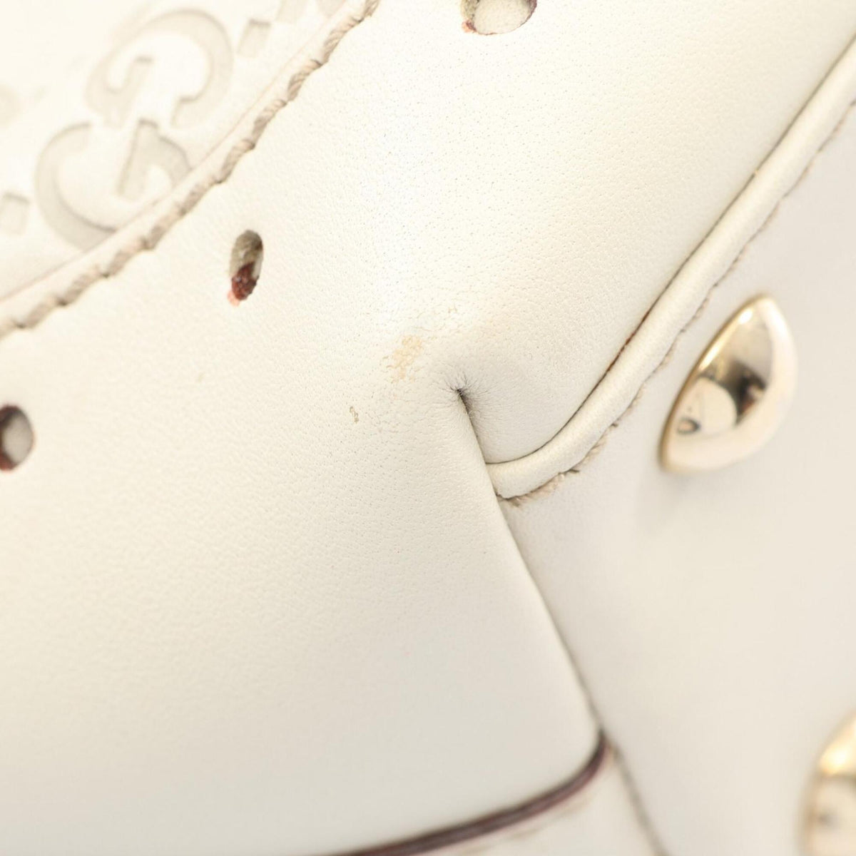 Gucci Ivory Leather Handbag Tote Bag (Pre-Owned)