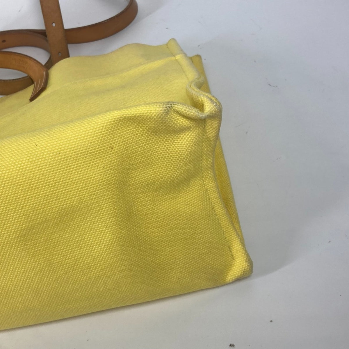 Hermes Yellow Leather Canvas Shoulder Bag Tote Bag (Pre-Owned)