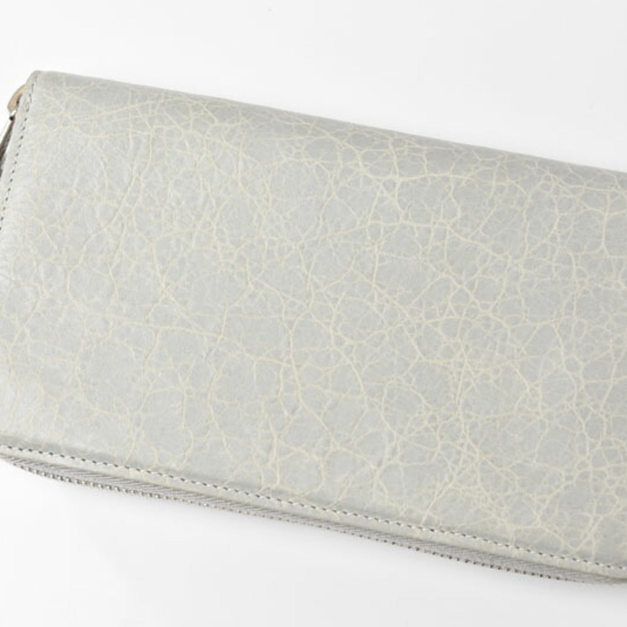 Balenciaga Light Gray Leather Long Wallet (Bi-Fold) (Pre-Owned)