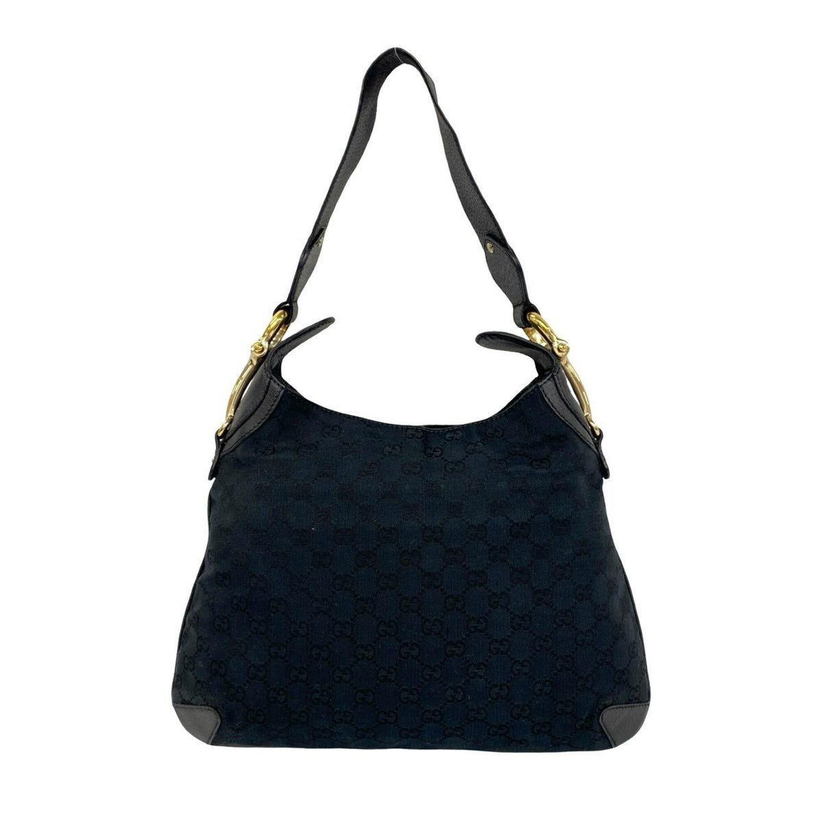 Gucci Black Canvas Leather Shoulder Bag Tote Bag (Pre-Owned)