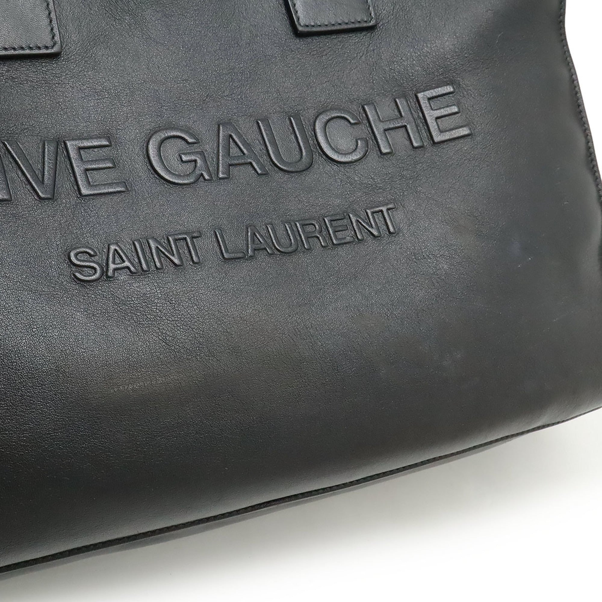 Yves Saint Laurent Black Leather Shoulder Bag Tote Bag (Pre-Owned)