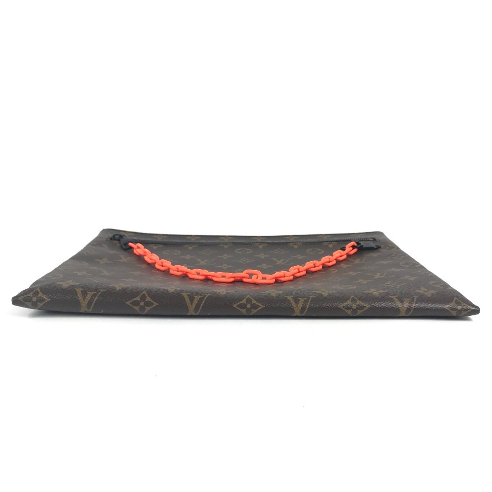 Louis Vuitton Brown Orange Monogram Canvas Clutch Bag Pochette Pouch (Pre-Owned)