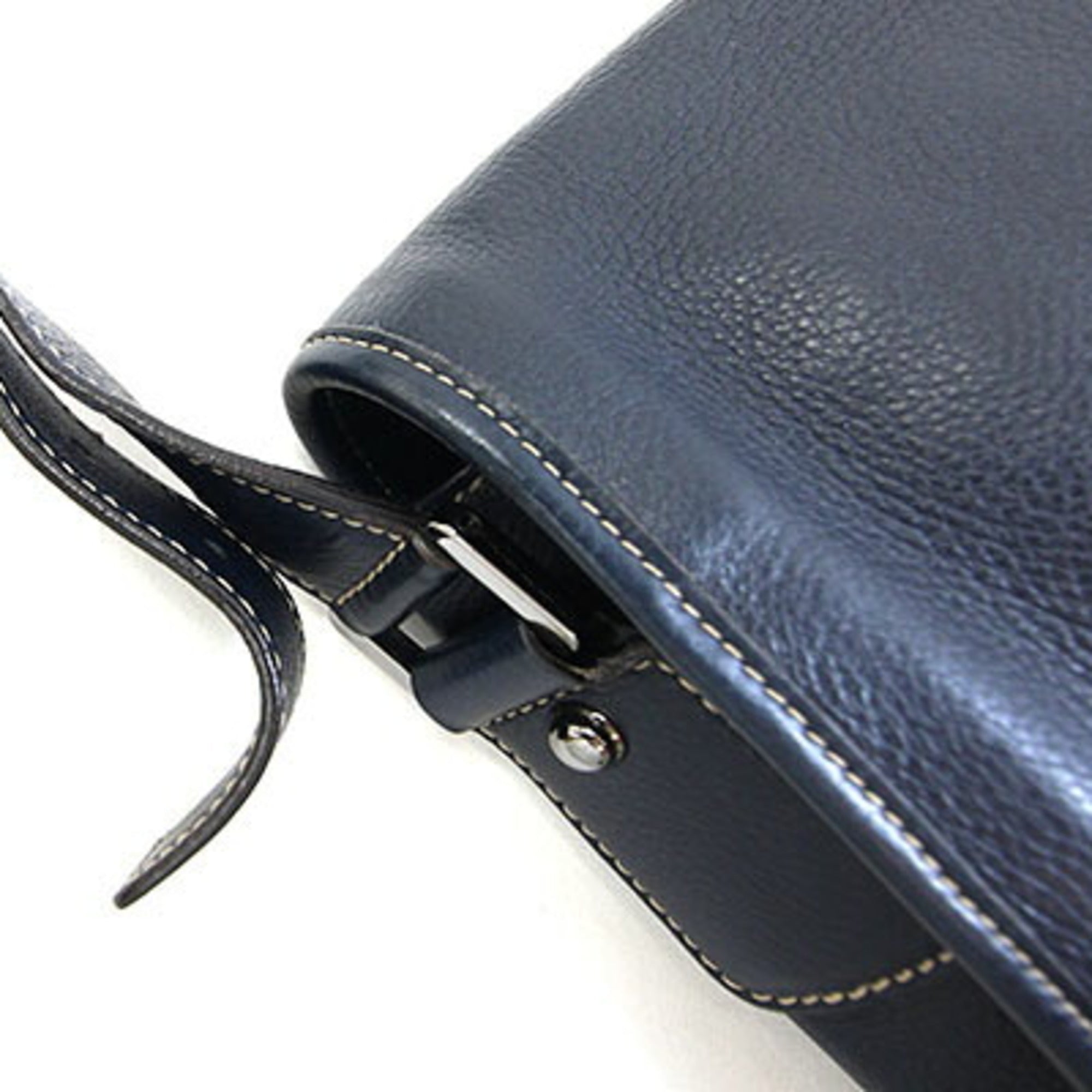 Gucci Navy Leather Handbag Shoulder Bag (Pre-Owned)