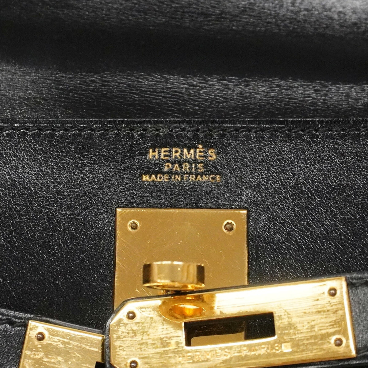 Hermes Black Box Calf Leather Handbag (Pre-Owned)