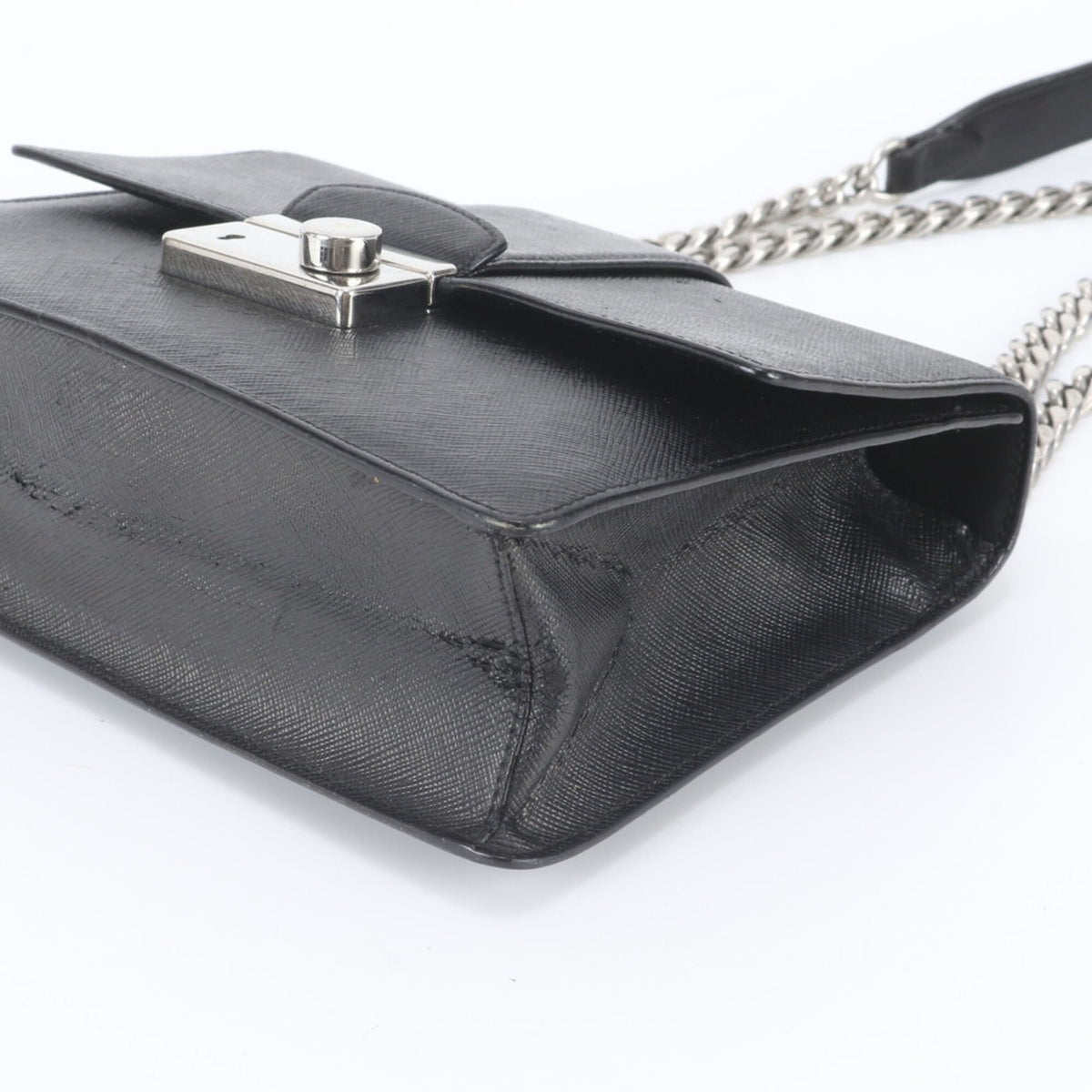 Prada Black Leather Handbag Shoulder Bag Tote Bag (Pre-Owned)