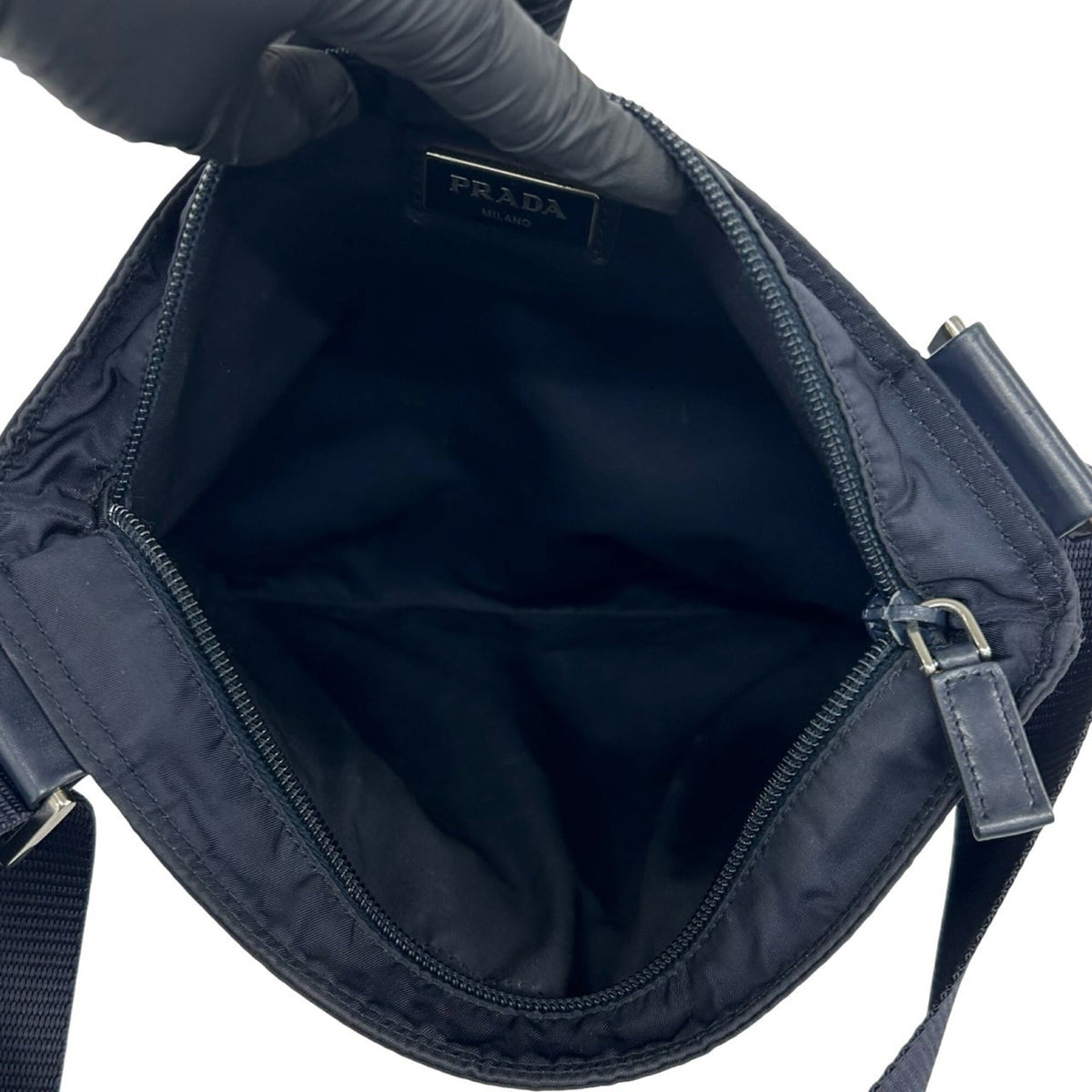 Prada Navy Nylon Pochette Shoulder Bag (Pre-Owned)