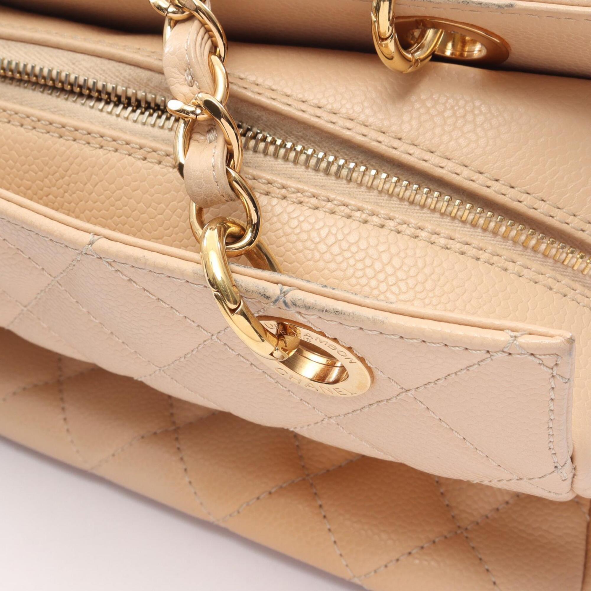 Chanel Beige Leather Handbag Shoulder Bag (Pre-Owned)