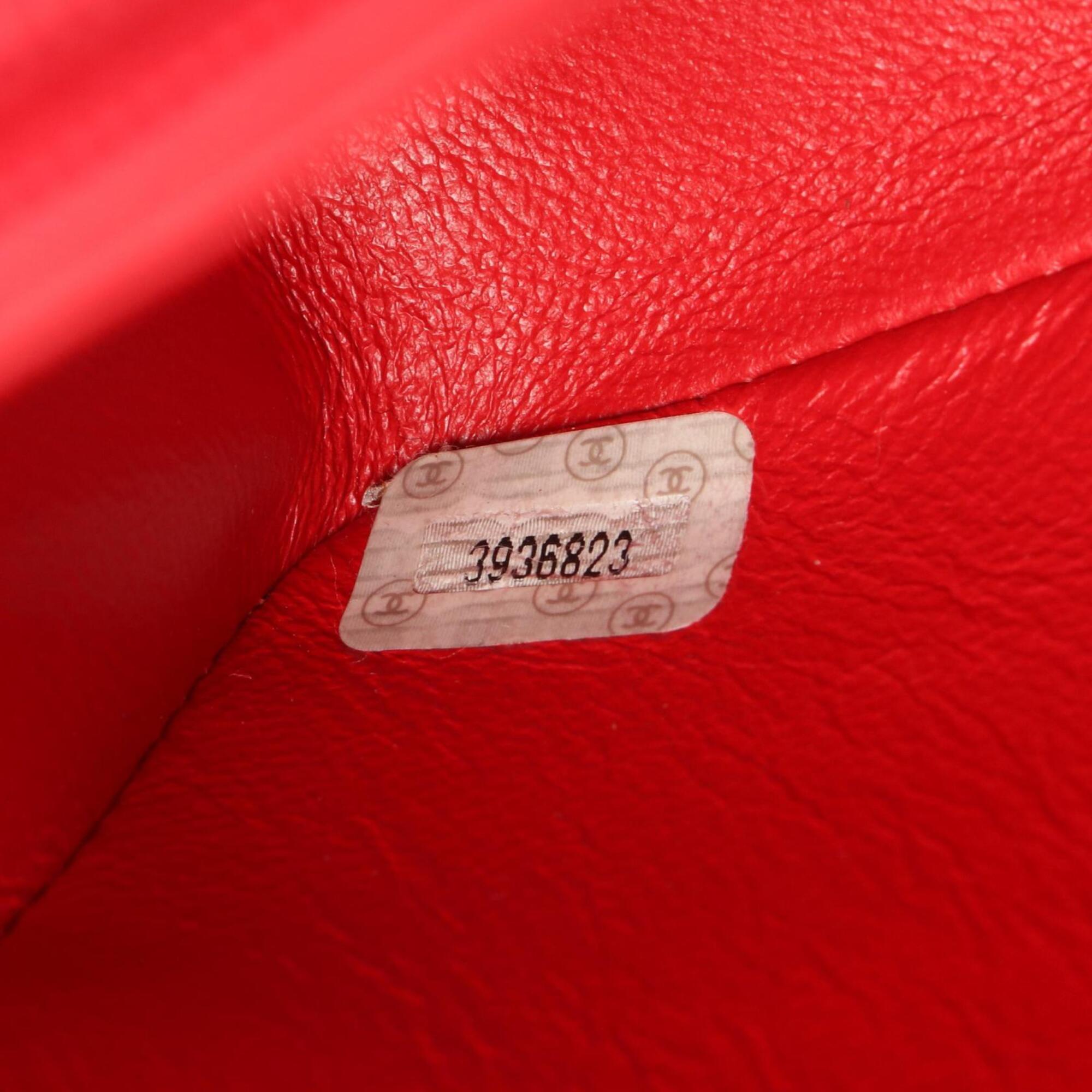 Chanel Red Color Leather Handbag Shoulder Bag (Pre-Owned)