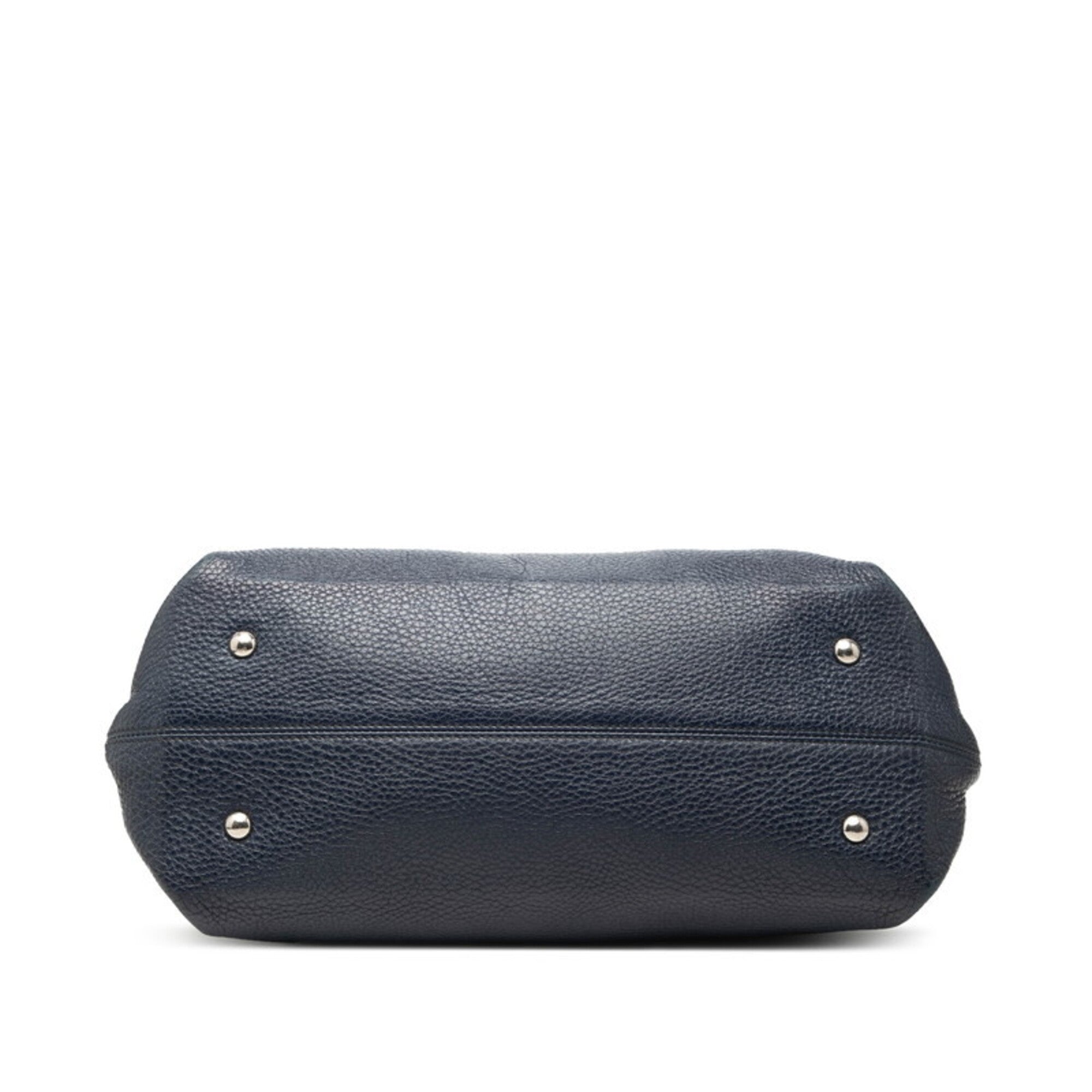 Salvatore Ferragamo Blue Leather Handbag Shoulder Bag (Pre-Owned)