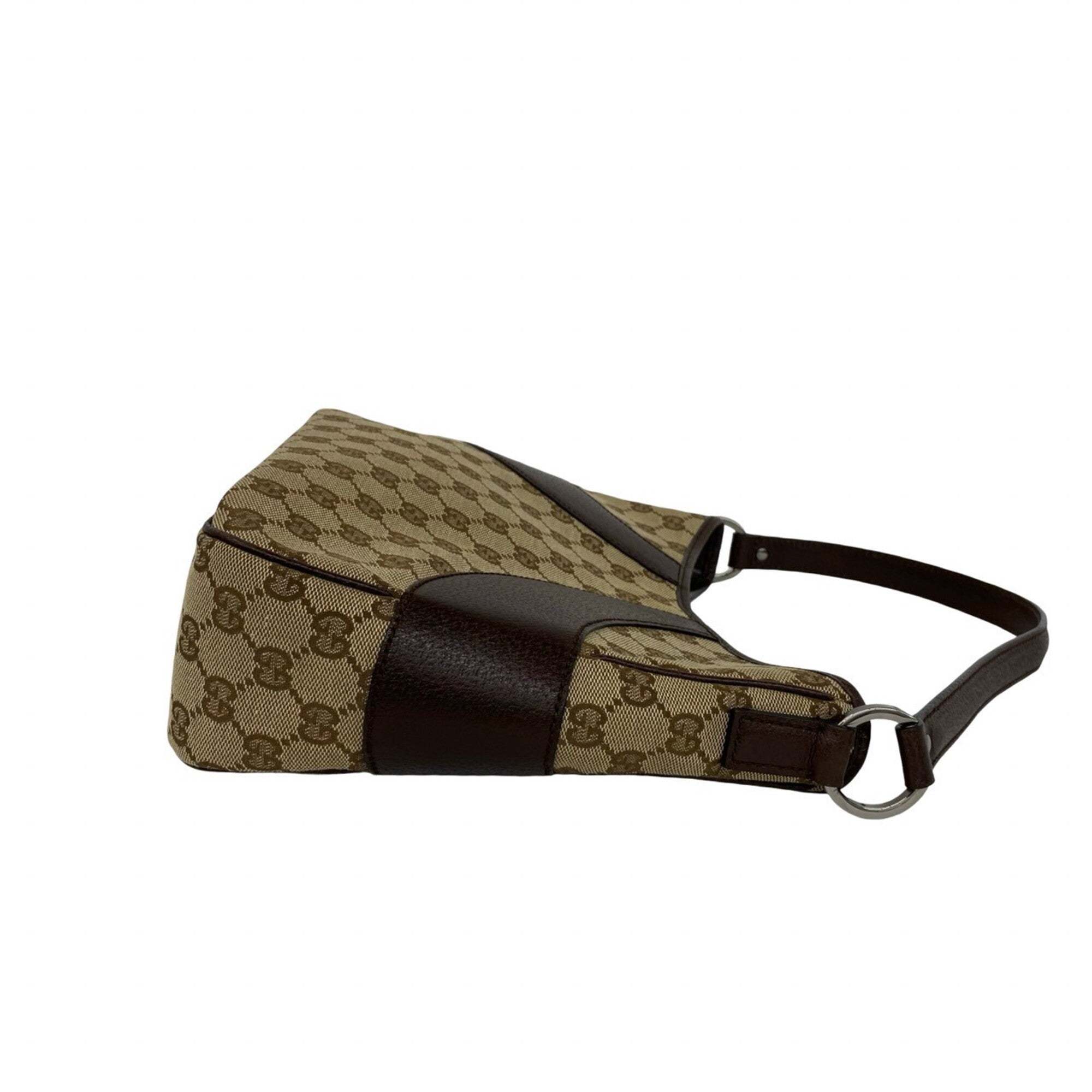 Gucci Brown Canvas Leather Handbag Shoulder Bag Tote Bag (Pre-Owned)