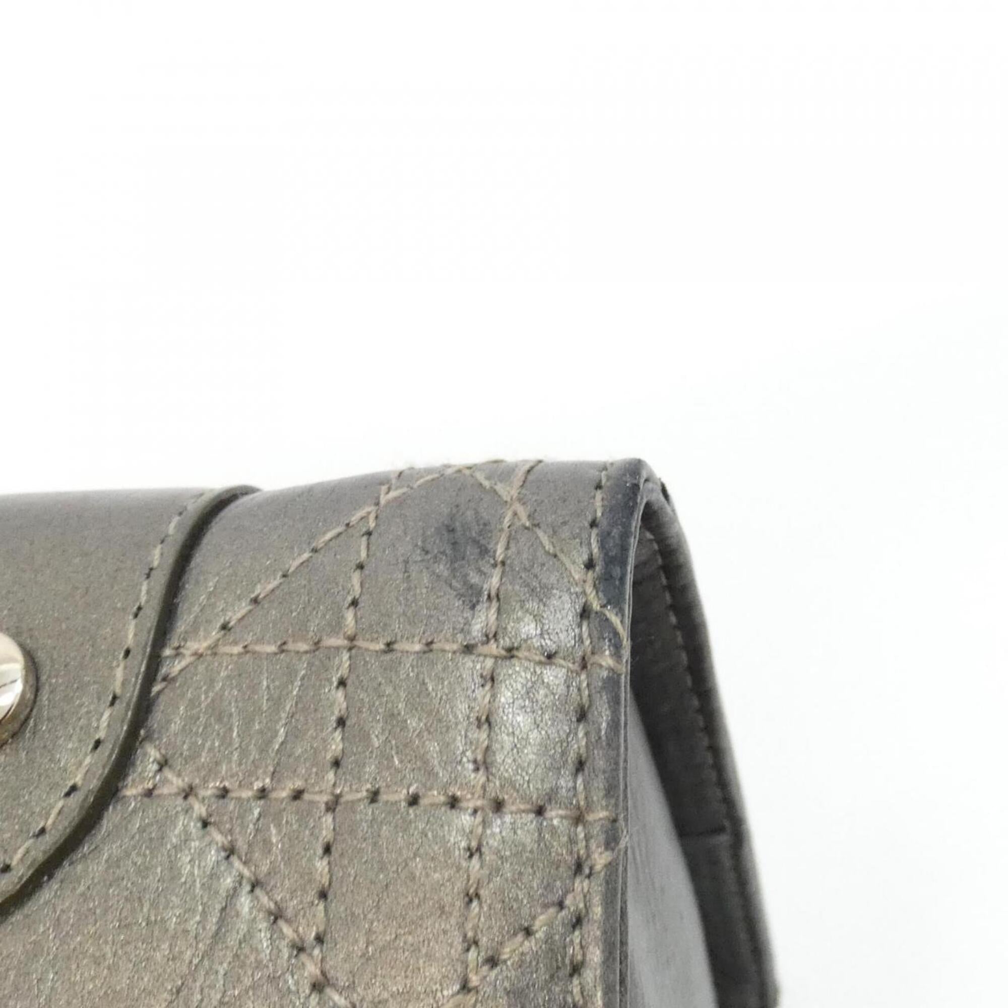 Christian Dior Dark Silver Leather Handbag (Pre-Owned)