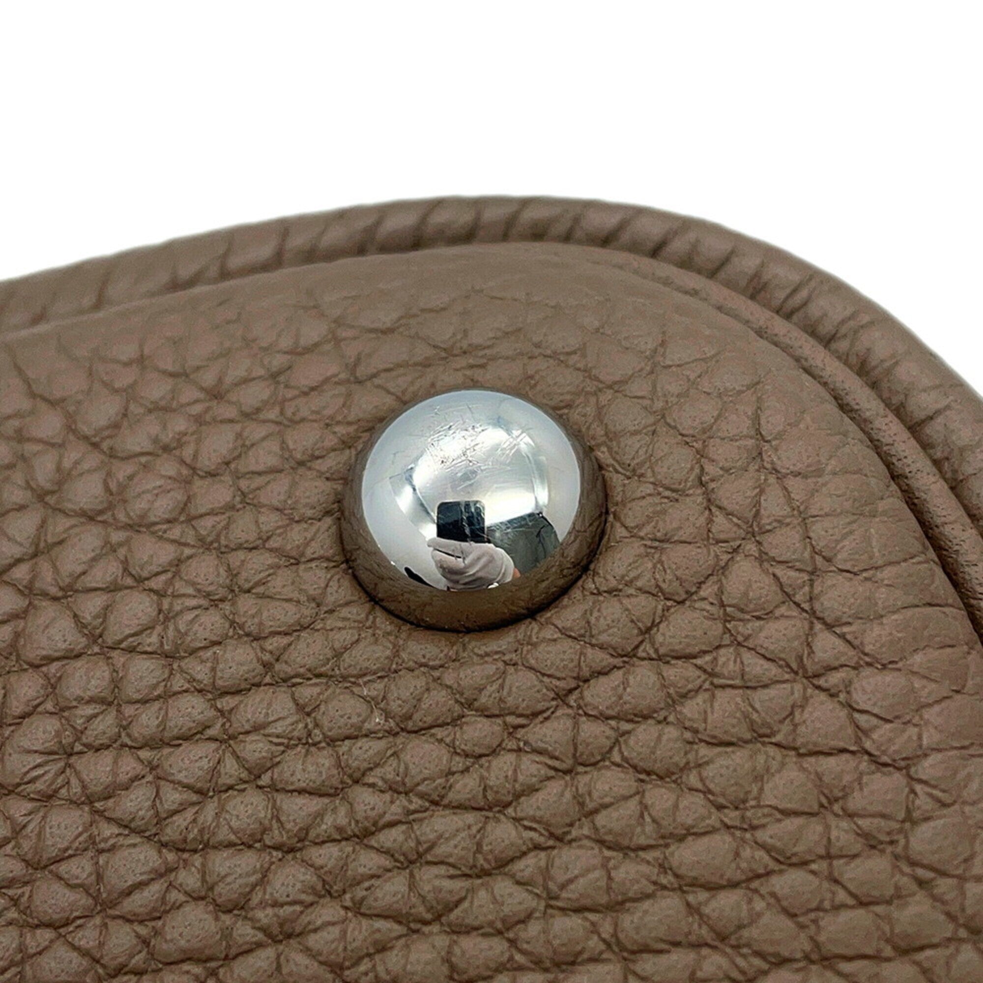 Hermes Etoupe Gray Taurillon Clemence Leather Handbag Shoulder Bag (Pre-Owned)