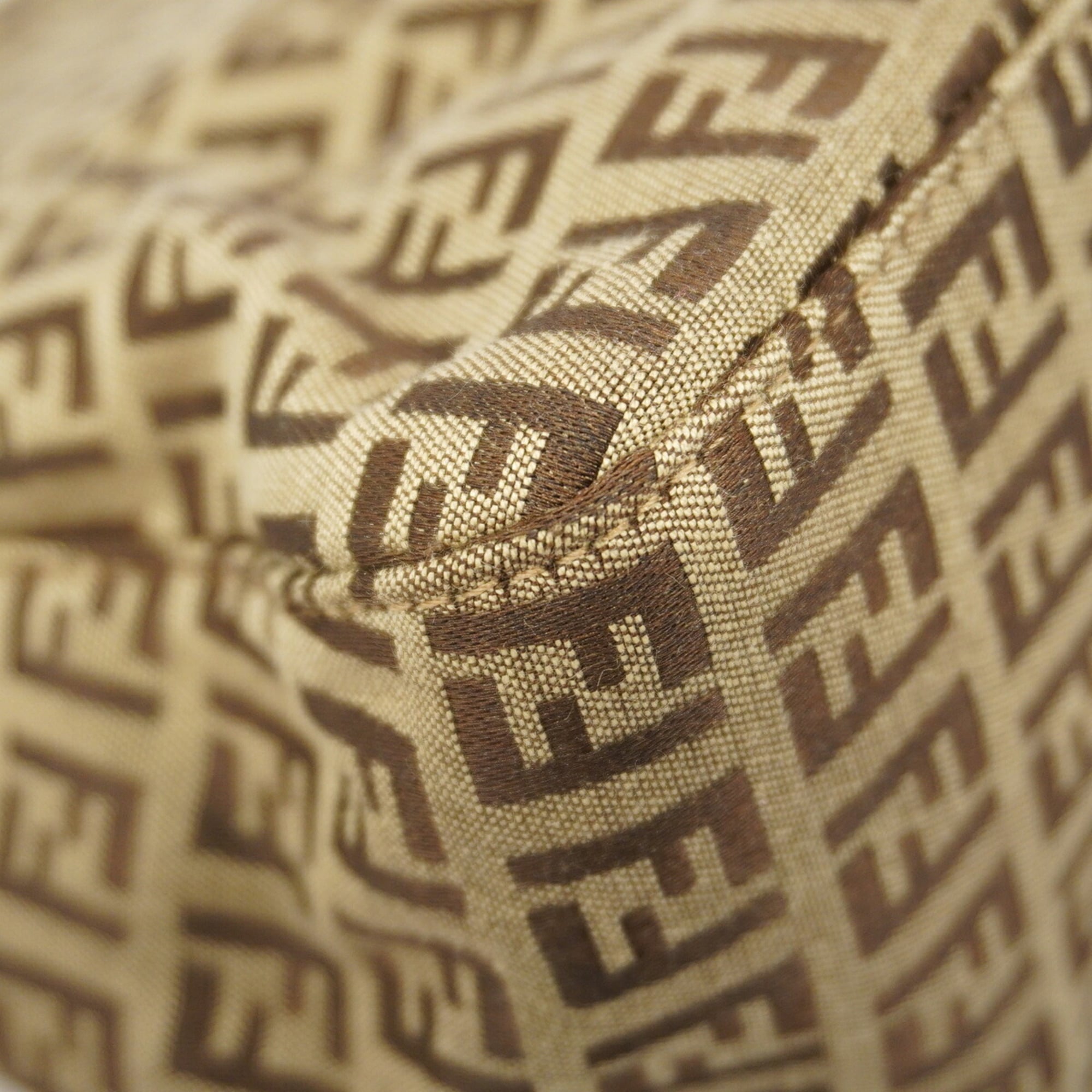 Fendi Beige Brown Nylon Canvas Handbag (Pre-Owned)