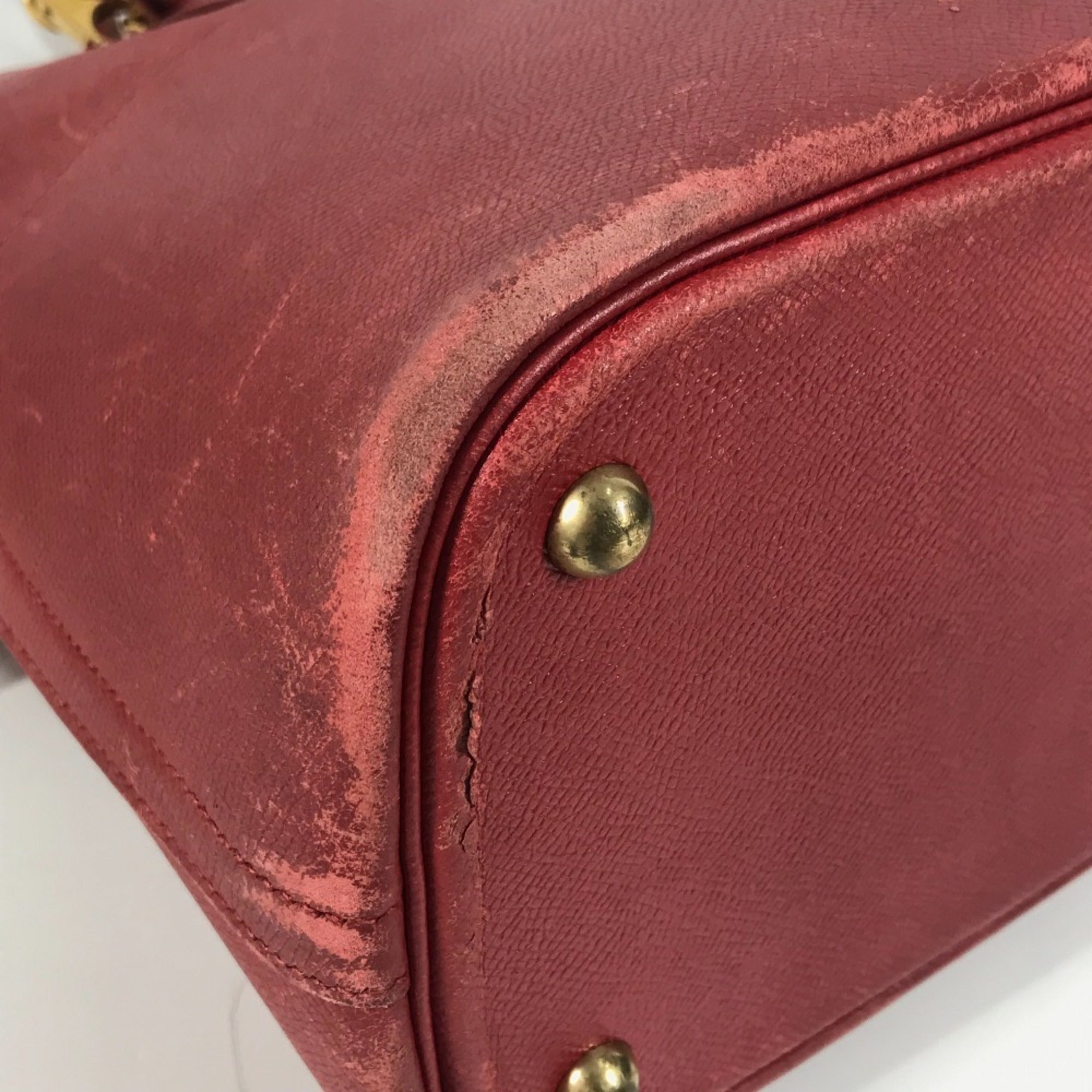 Hermes Red Color Courchevel Leather Handbag Shoulder Bag (Pre-Owned)