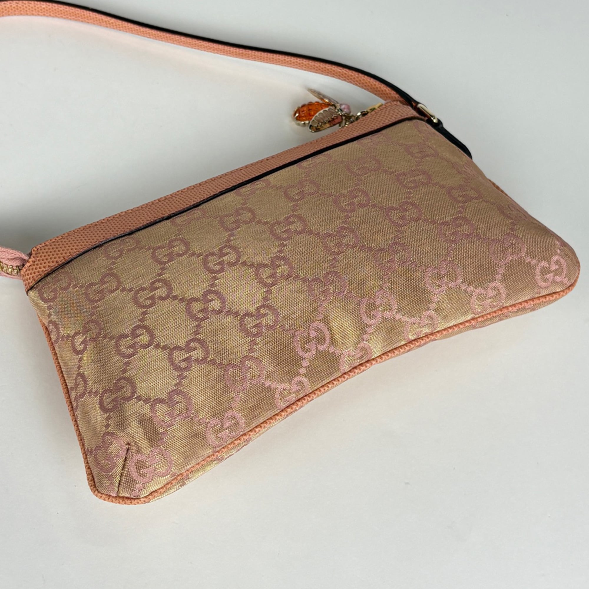 Gucci Pink Gg Canvas Leather Pouch (Pre-Owned)