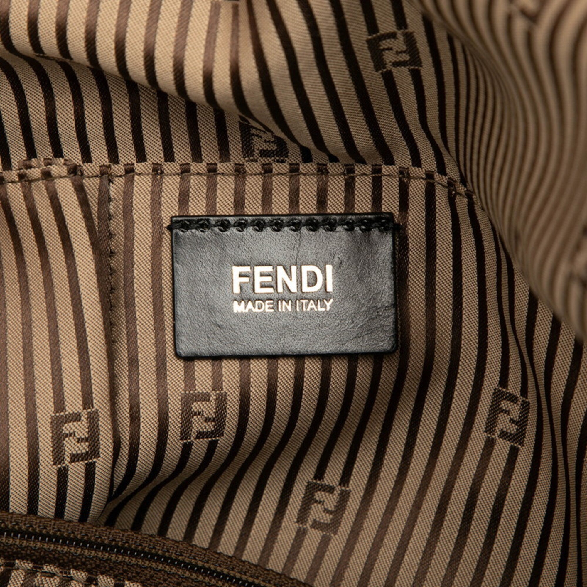 Fendi Beige Pile Fabric Leather Handbag (Pre-Owned)