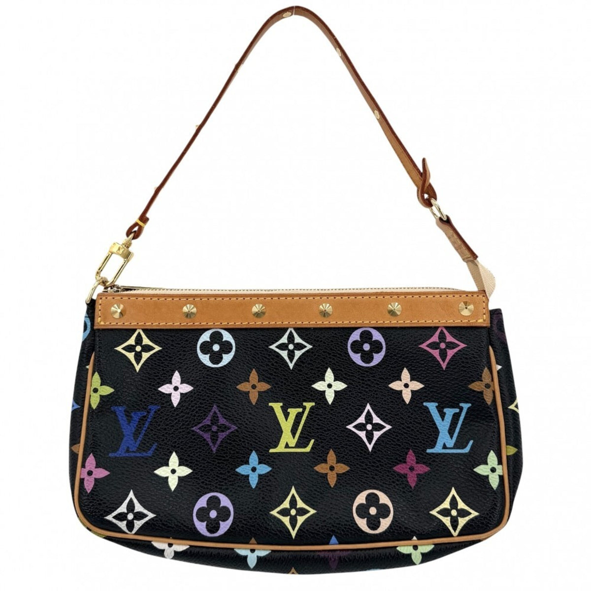 Louis Vuitton Black Multi-Color Noir Monogram Multicolore Handbag Pouch (Pre-Owned)