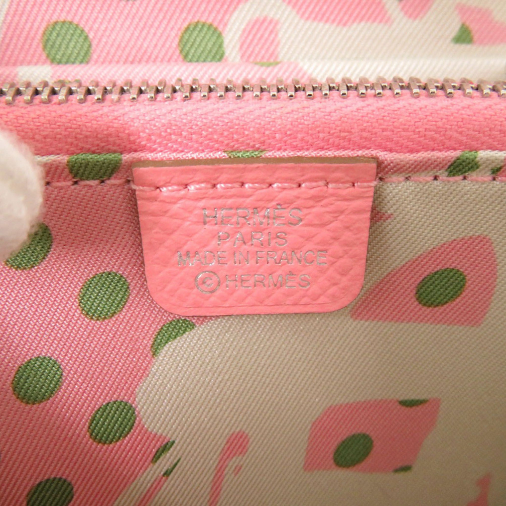 Hermes Rose Confetti Epsom Leather Silk Coin Purse/Coin Case (Pre-Owned)