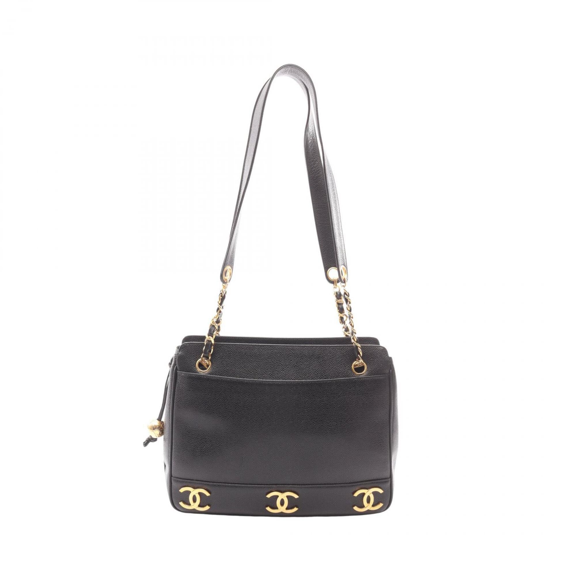 Chanel Black Grained Calfskin Handbag Tote Bag (Pre-Owned)