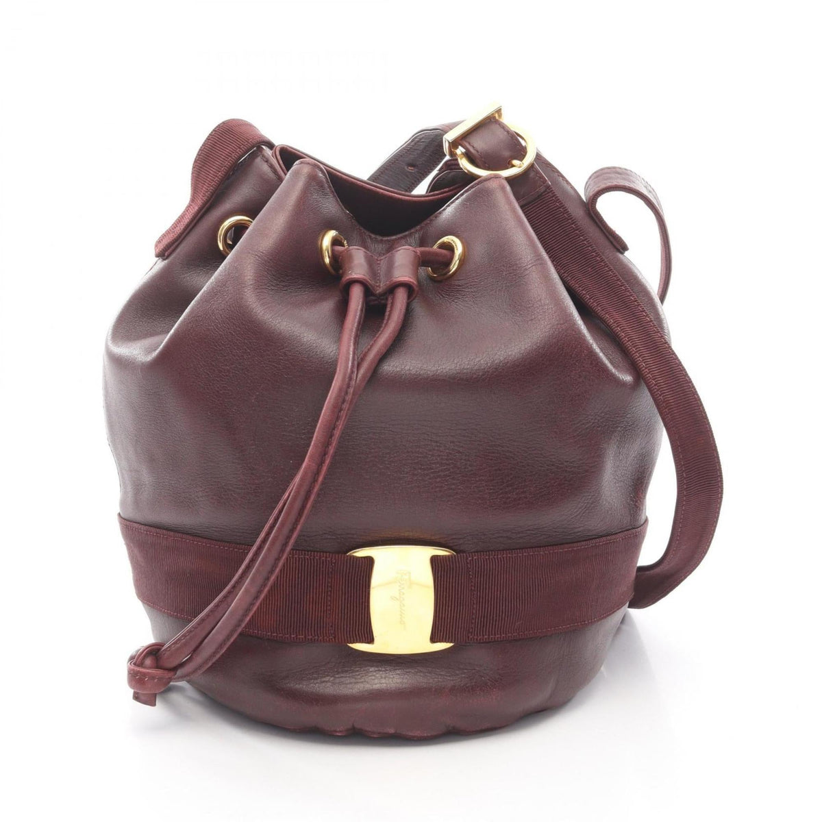 Salvatore Ferragamo Bordeaux Leather Shoulder Bag (Pre-Owned)
