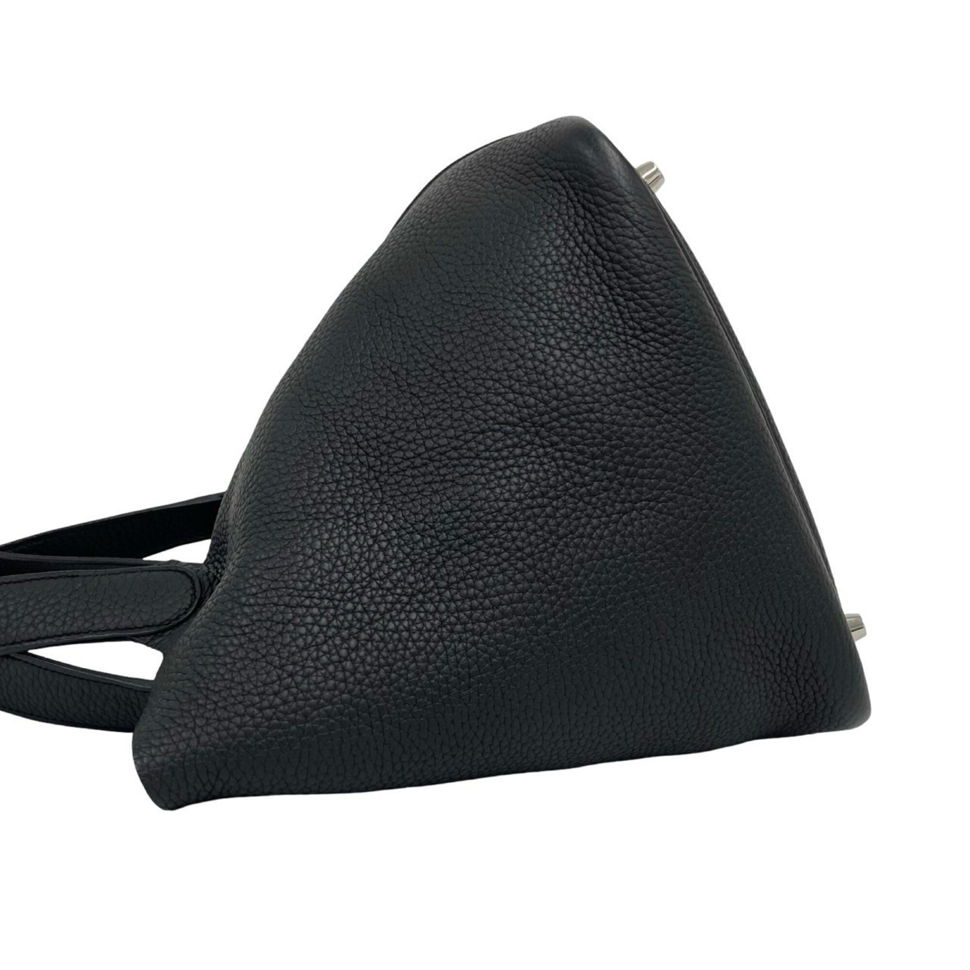 Hermes Black Taurillon Clemence Leather Handbag Tote Bag (Pre-Owned)