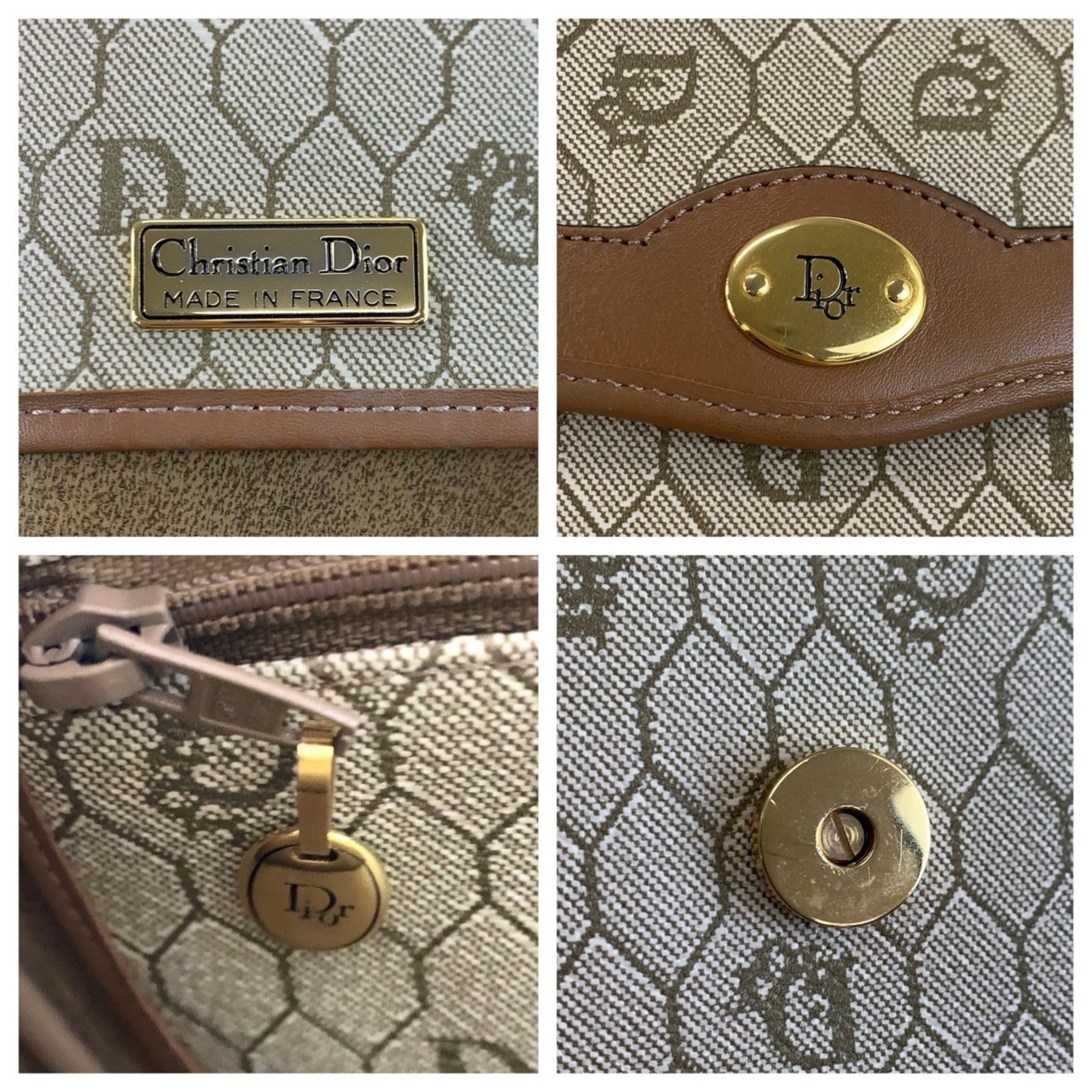 Christian Dior Beige Brown Leather Pvc Pochette Shoulder Bag (Pre-Owned)