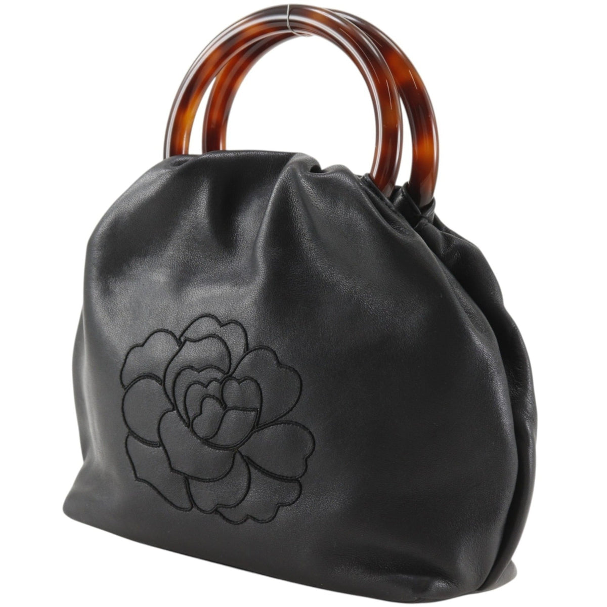 Chanel Black Brown Leather Handbag (Pre-Owned)
