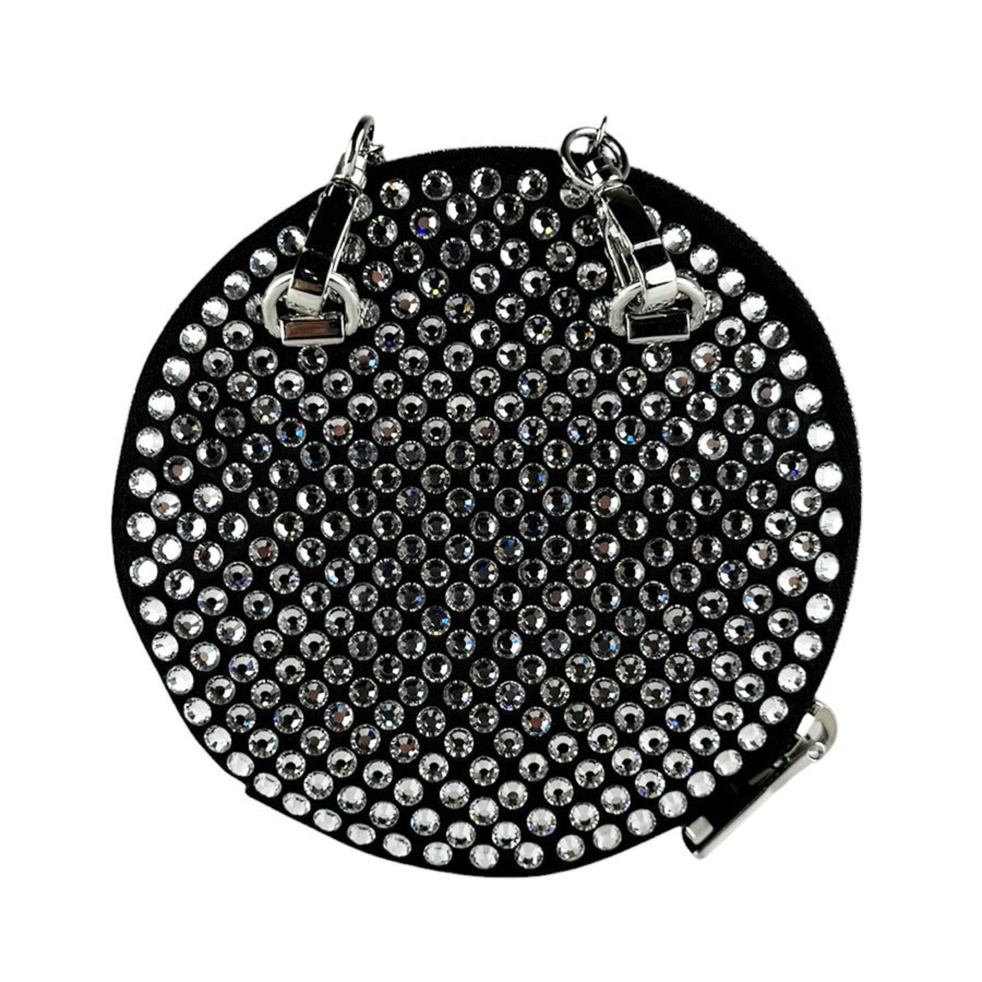 Prada Black Satin Rhinestone Shoulder Bag (Pre-Owned)