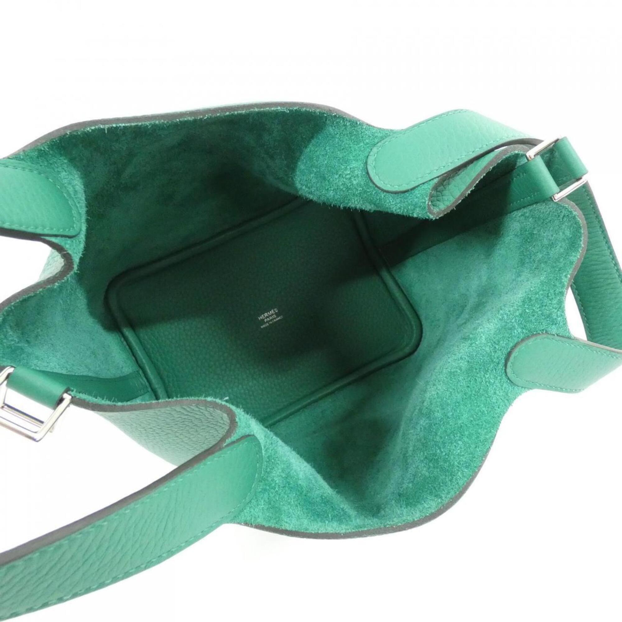Hermes Vert Taurillon Clemence Leather Handbag (Pre-Owned)