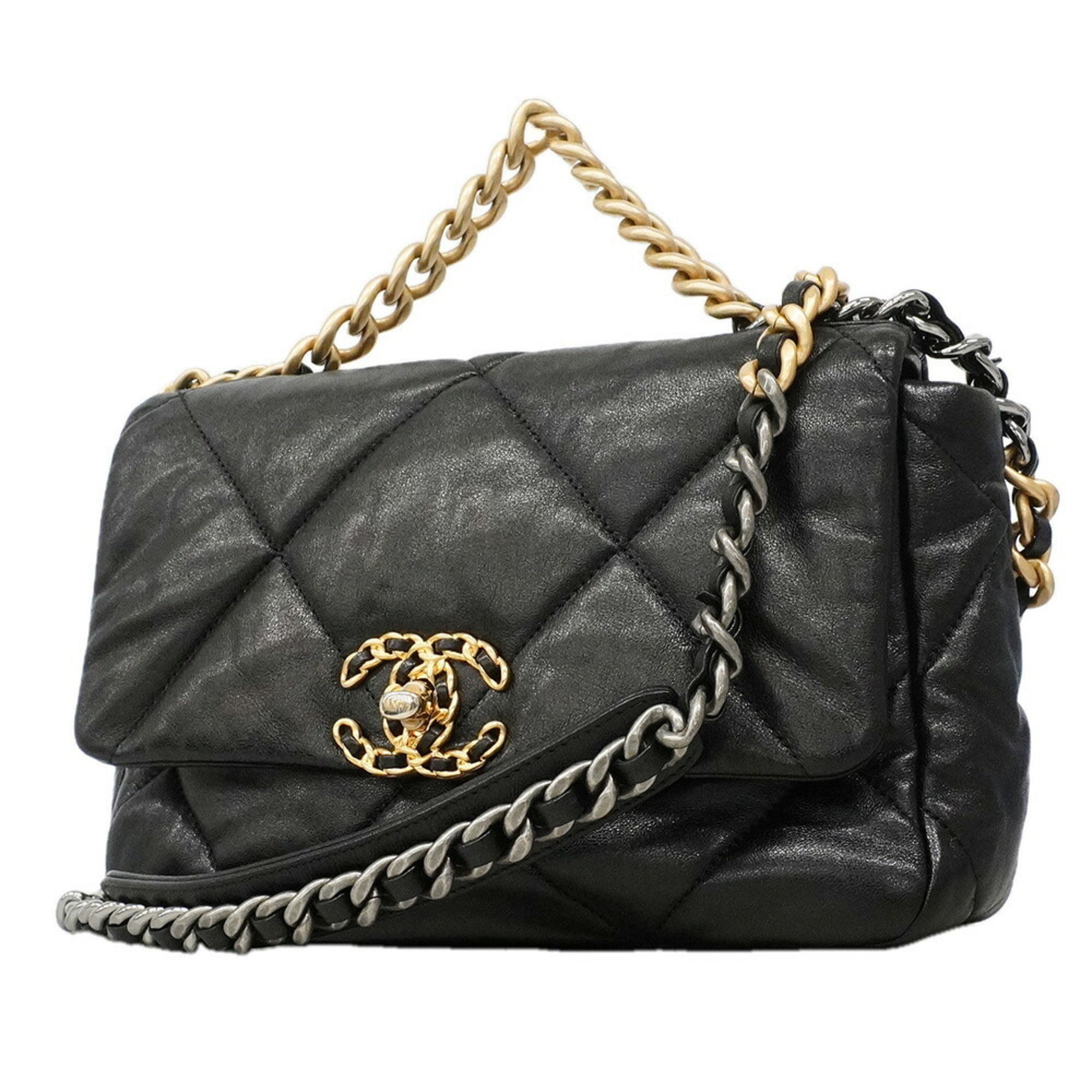 Chanel Black Leather Handbag (Pre-Owned)