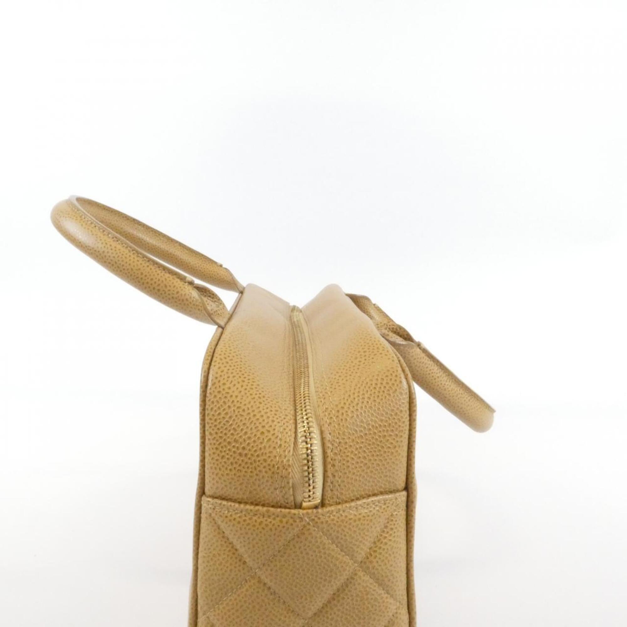 Chanel Beige Sand Grained Calfskin Boston Bag (Pre-Owned)