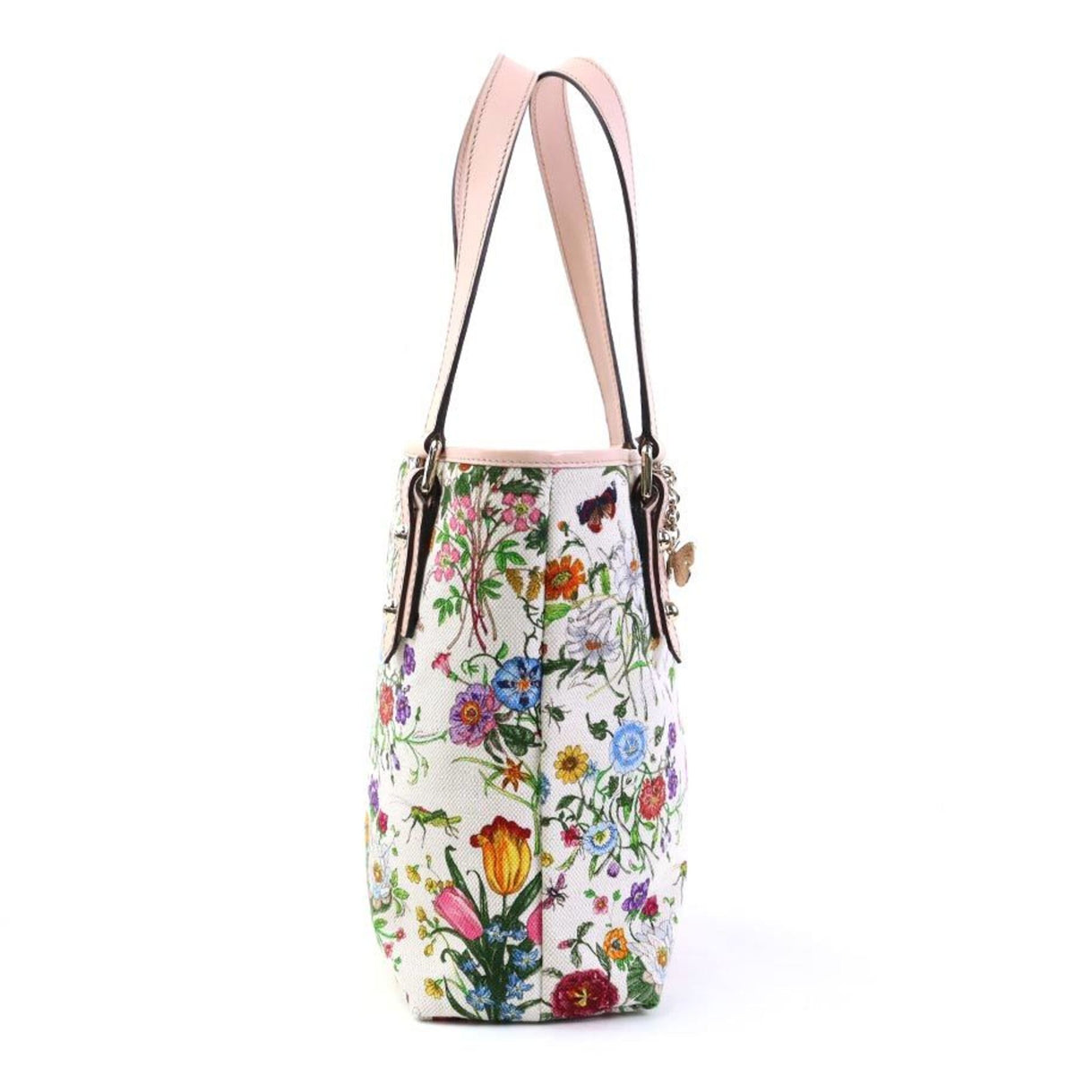 Gucci Multi-Color Pink Canvas Leather Handbag (Pre-Owned)