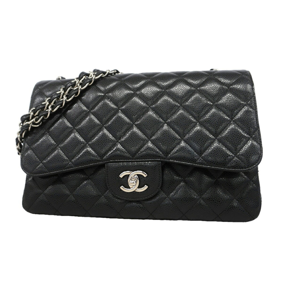 Chanel Black Grained Calfskin Shoulder Bag (Pre-Owned)