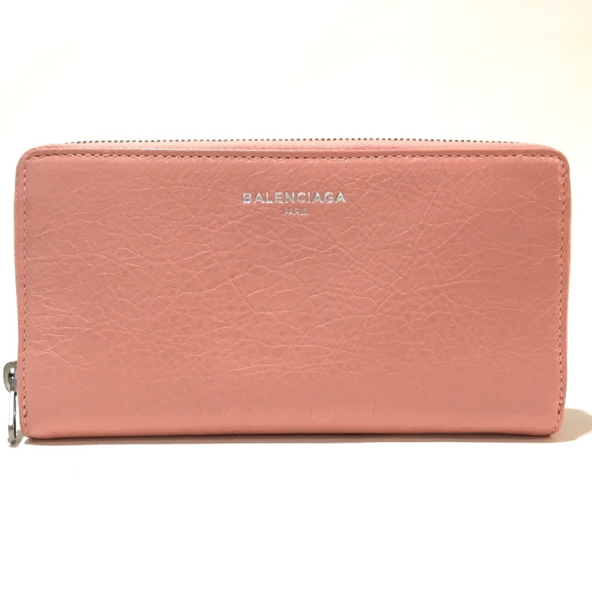 Balenciaga Pink Beige Leather Long Wallet (Bi-Fold) (Pre-Owned)