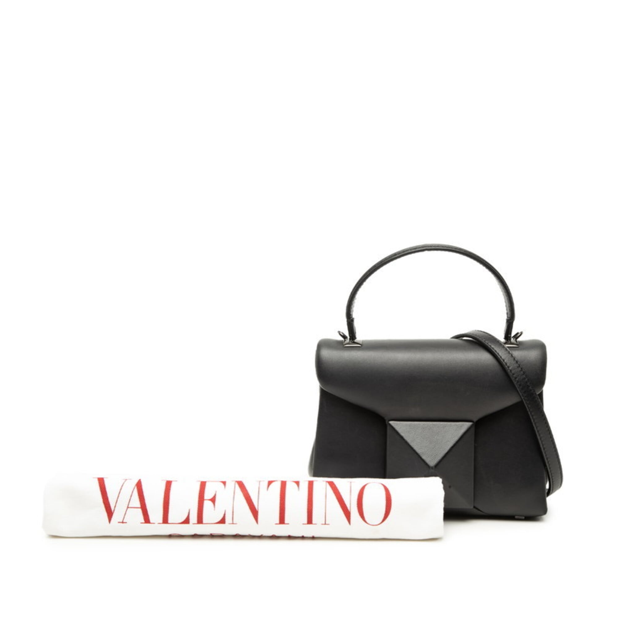 Valentino Black Leather Handbag Shoulder Bag (Pre-Owned)