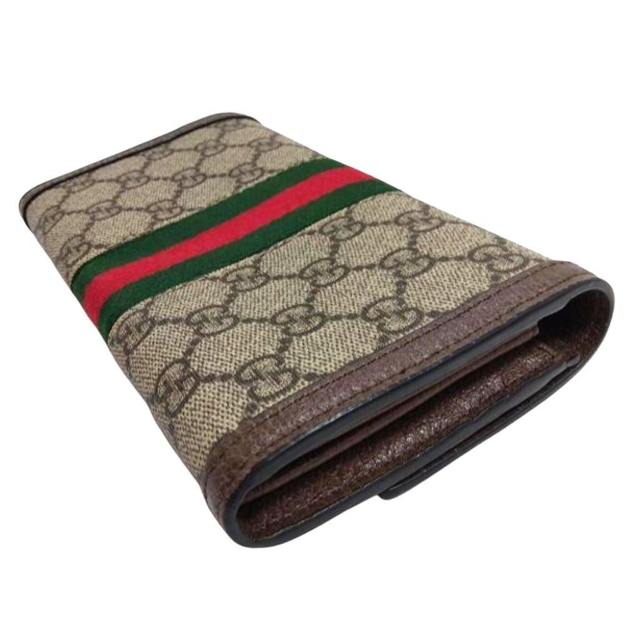 Gucci Black Brown Gg Supreme Canvas Long Wallet (Bi-Fold) (Pre-Owned)