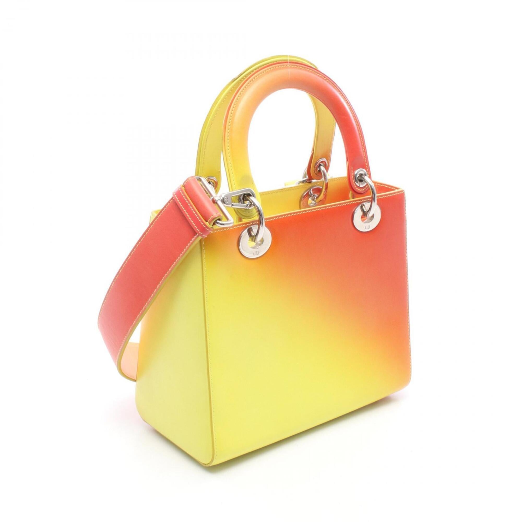 Christian Dior Orange Yellow Leather Handbag (Pre-Owned)