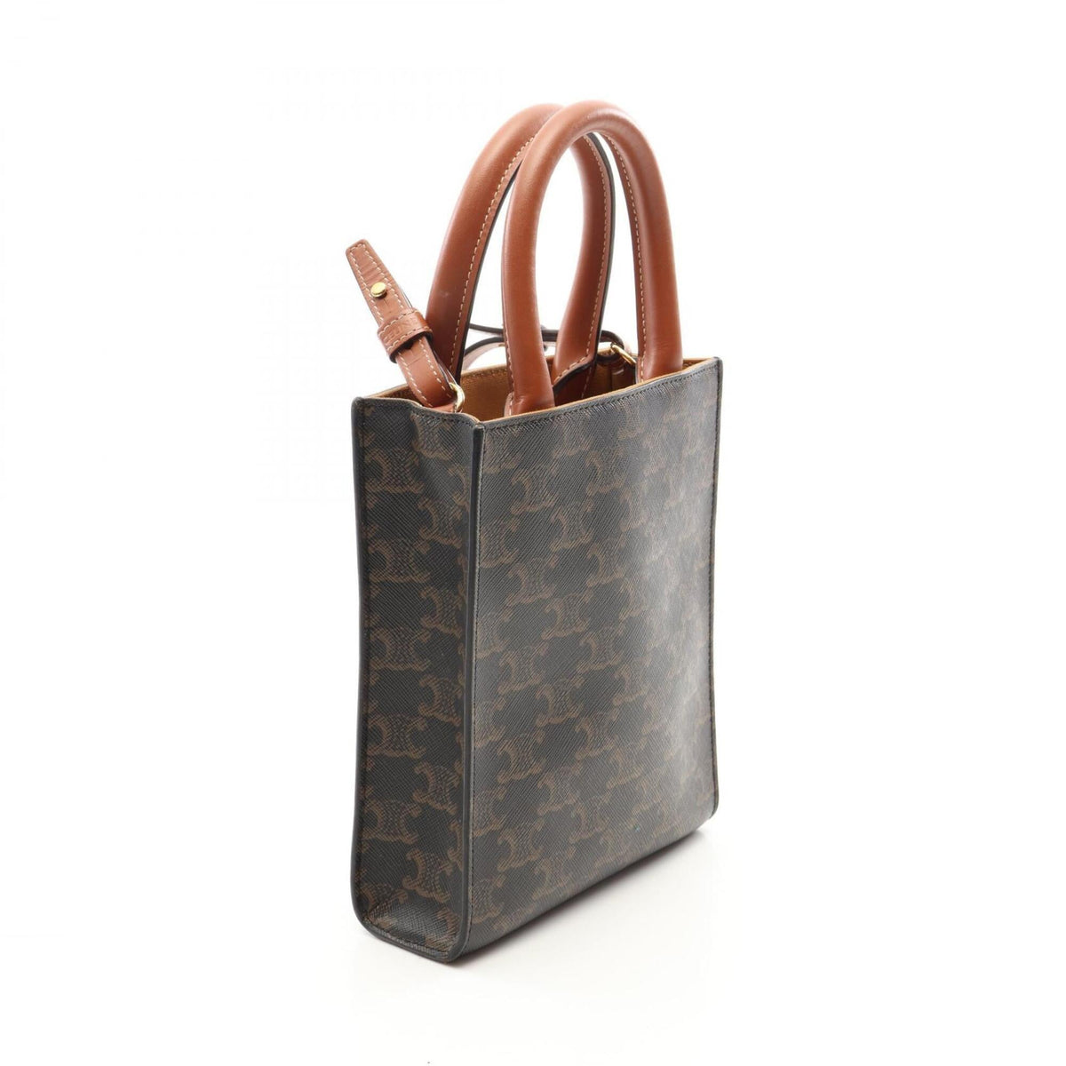 Celine Black Brown Coated Canvas Leather Handbag (Pre-Owned)