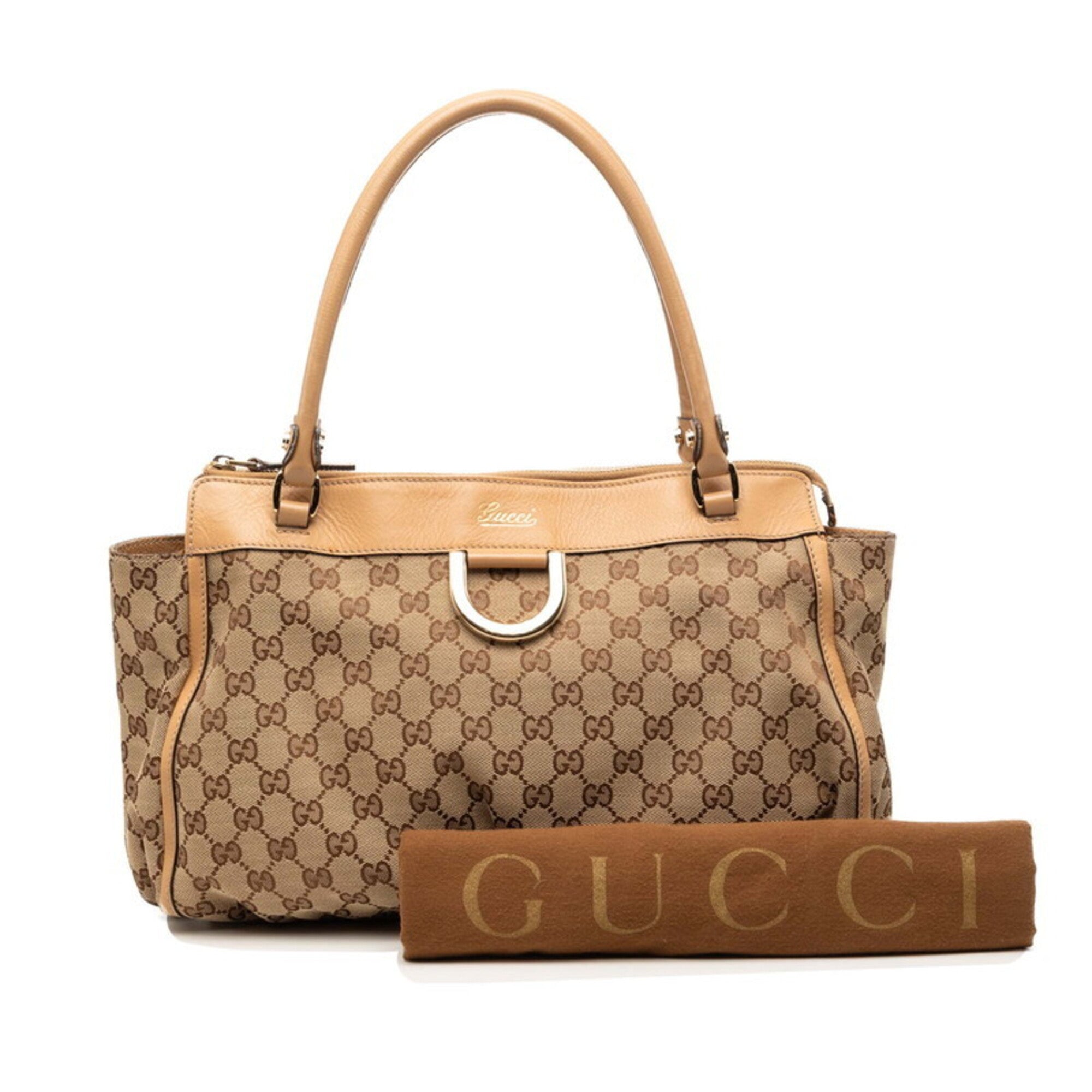 Gucci Brown Canvas Leather Handbag Shoulder Bag Tote Bag (Pre-Owned)