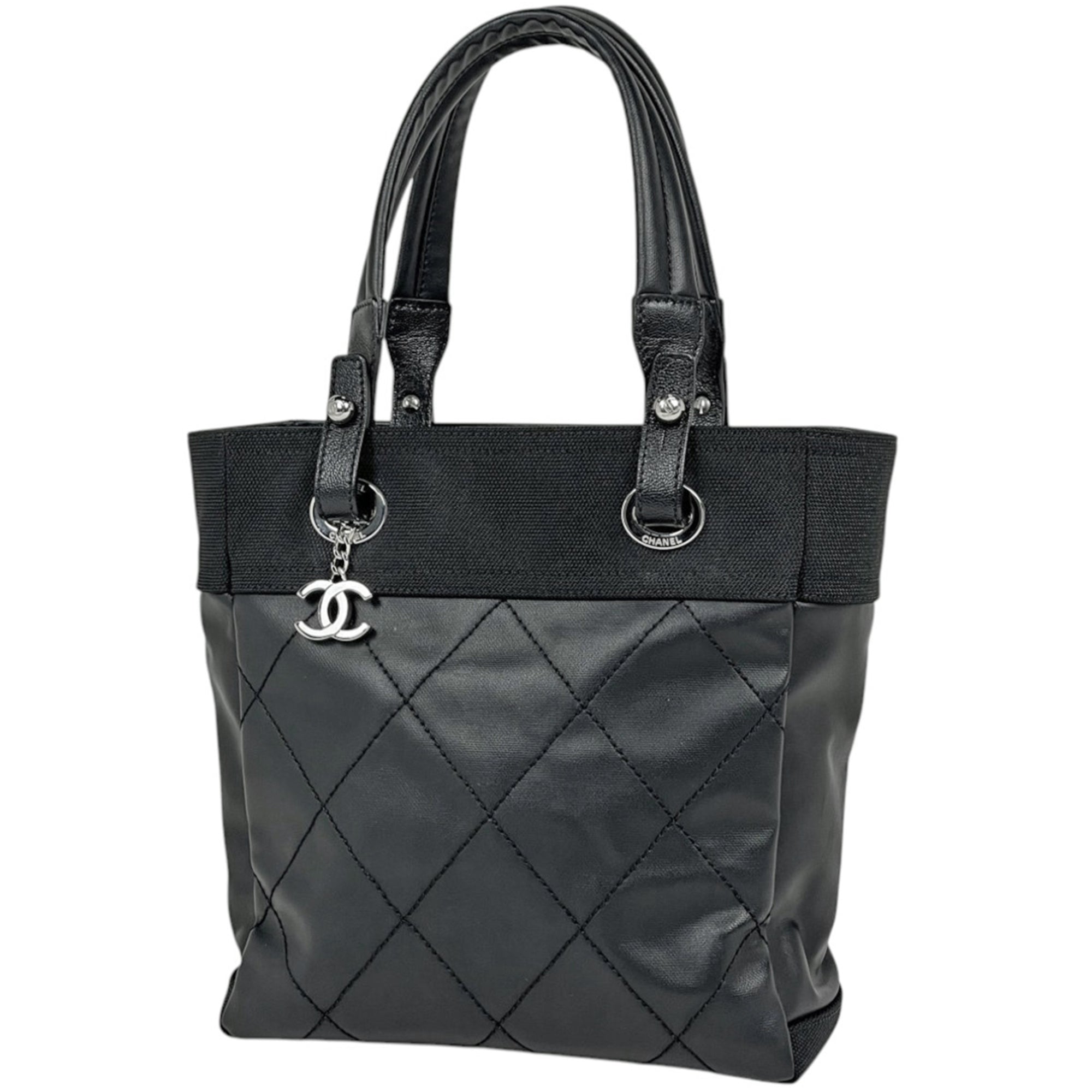 Chanel Black Coated Canvas Tote Bag (Pre-Owned)