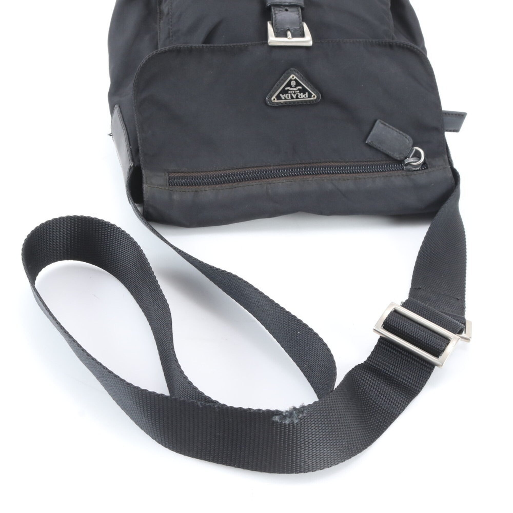 Prada Black Nylon Leather Shoulder Bag (Pre-Owned)