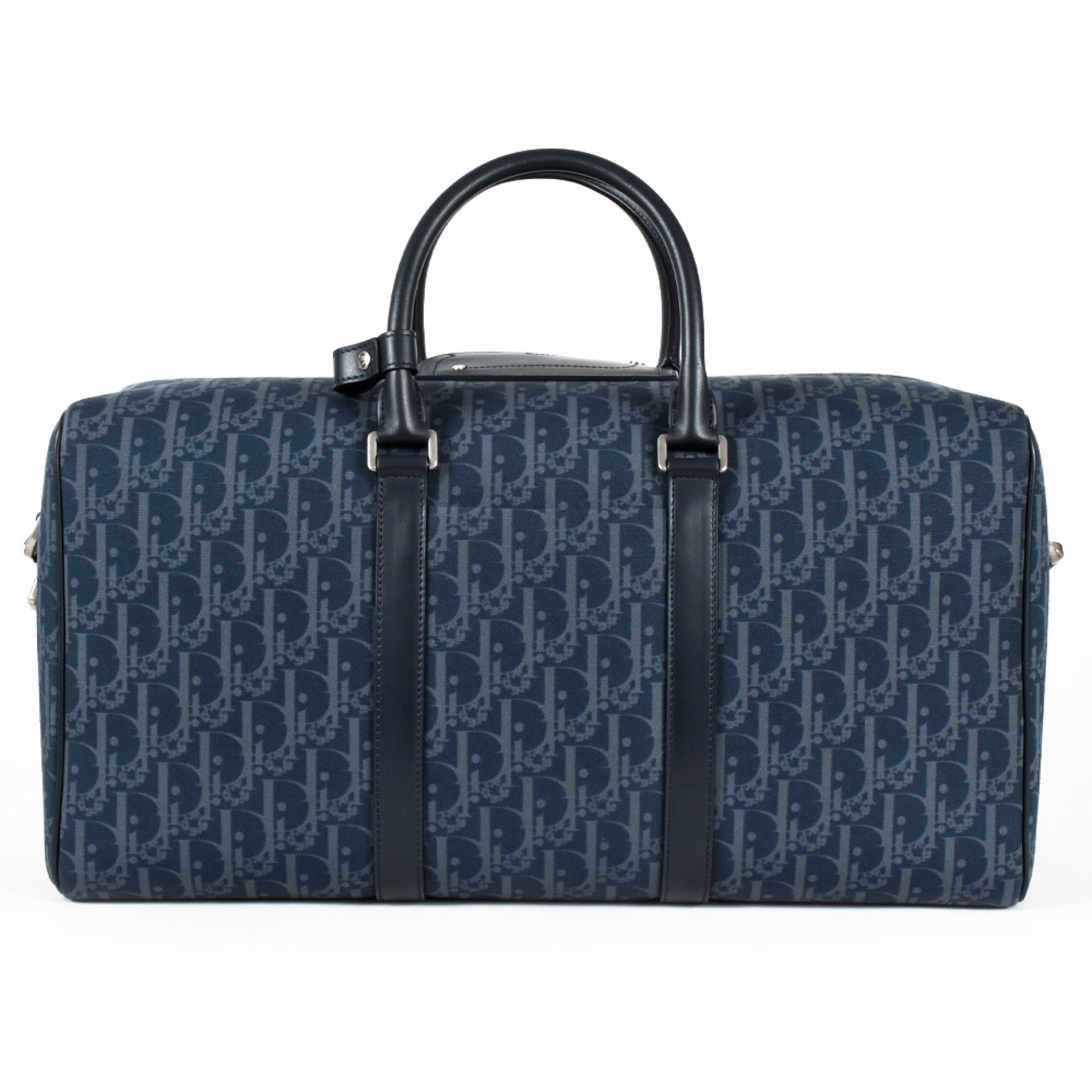 Christian Dior Navy Leather Cotton Denim Boston Bag (Pre-Owned)