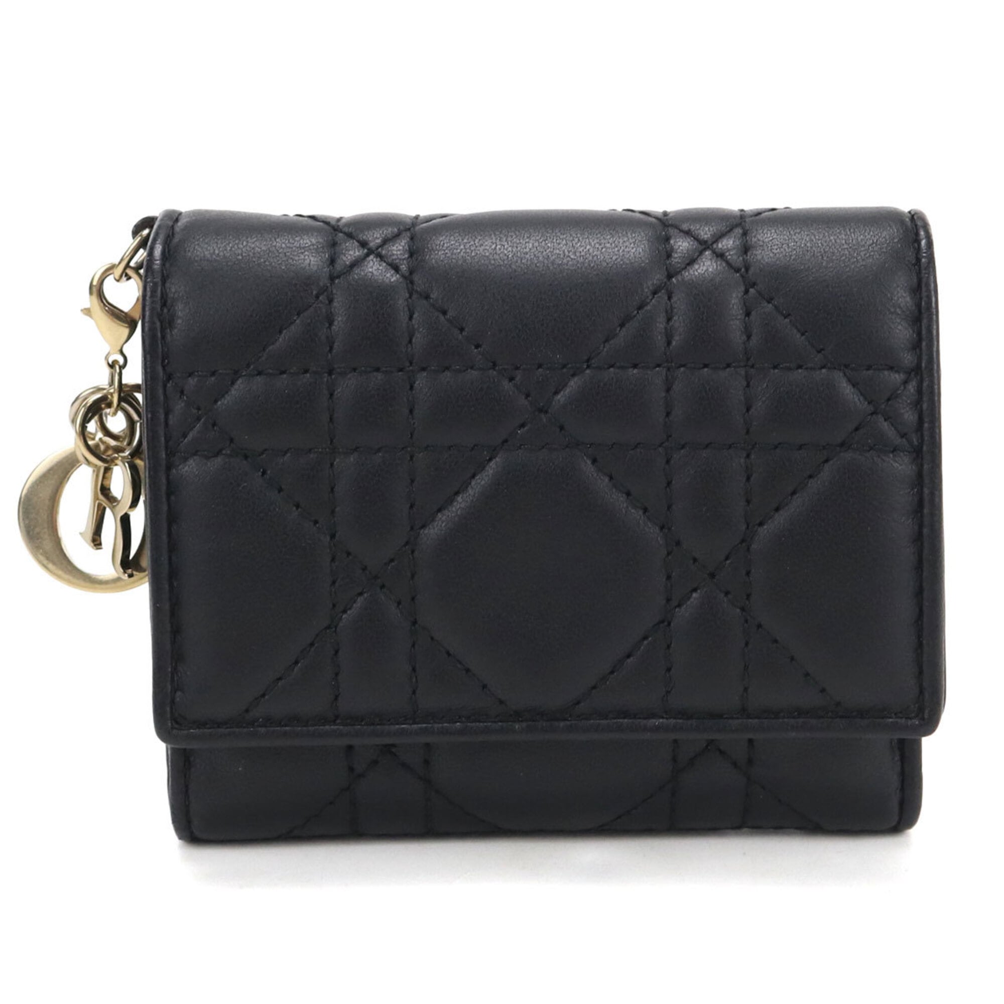 Christian Dior Black Leather Wallet (Tri-Fold) (Pre-Owned)