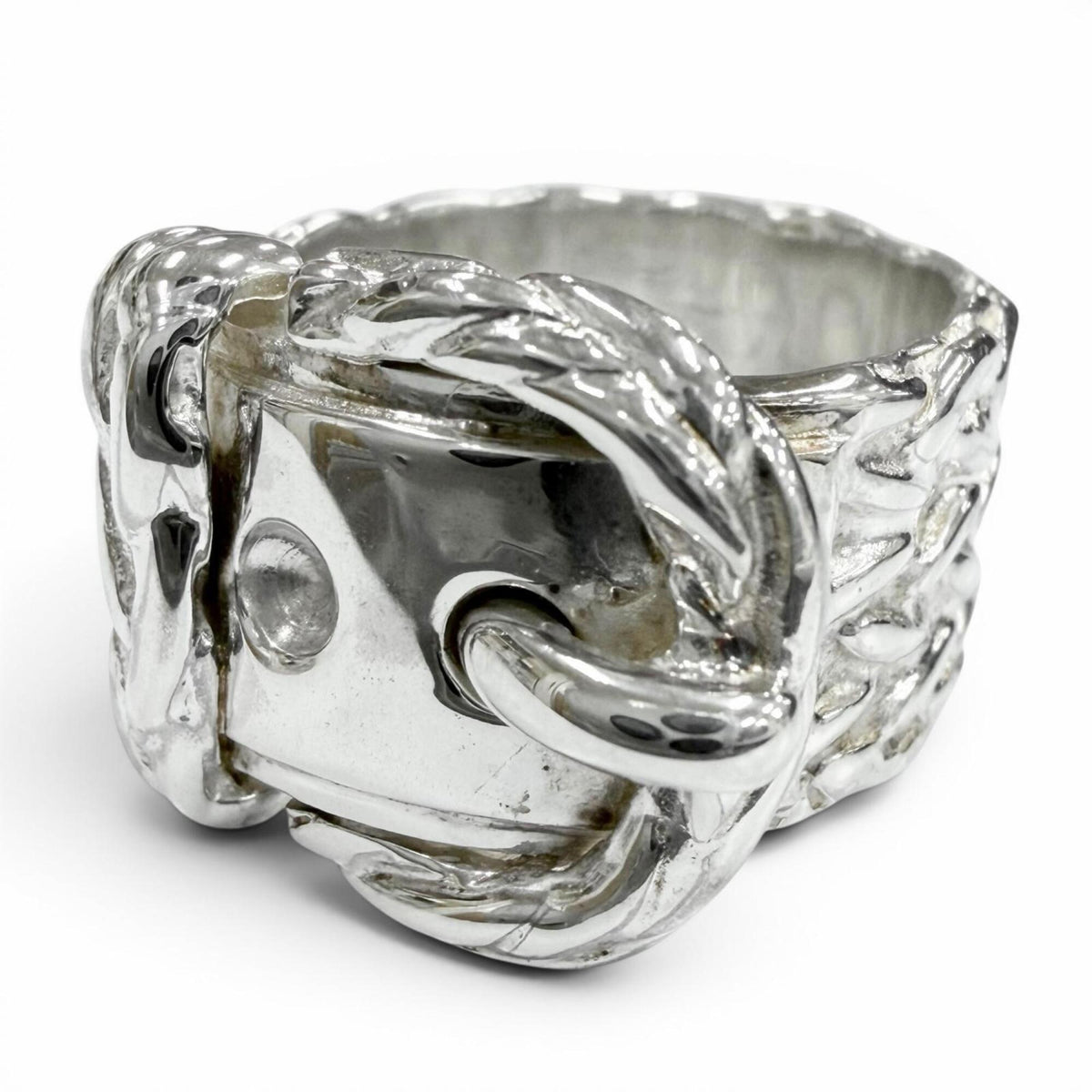 Hermes Silver Silver 925 Band Ring (Pre-Owned)